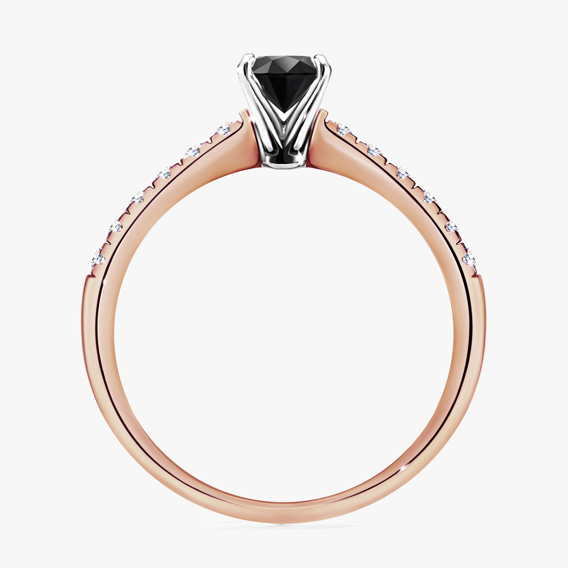 Pierścionek zaręczynowy My Sunshine z różowego złota z czarnym diamentem 0,44ct