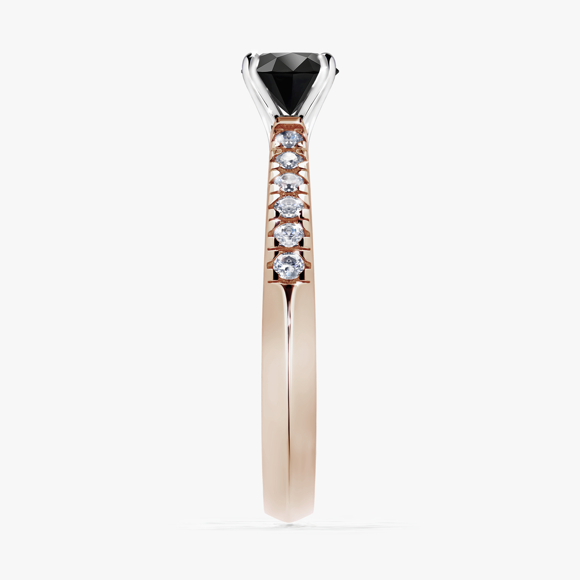 Pierścionek zaręczynowy My Sunshine z różowego złota z czarnym diamentem 0,44ct