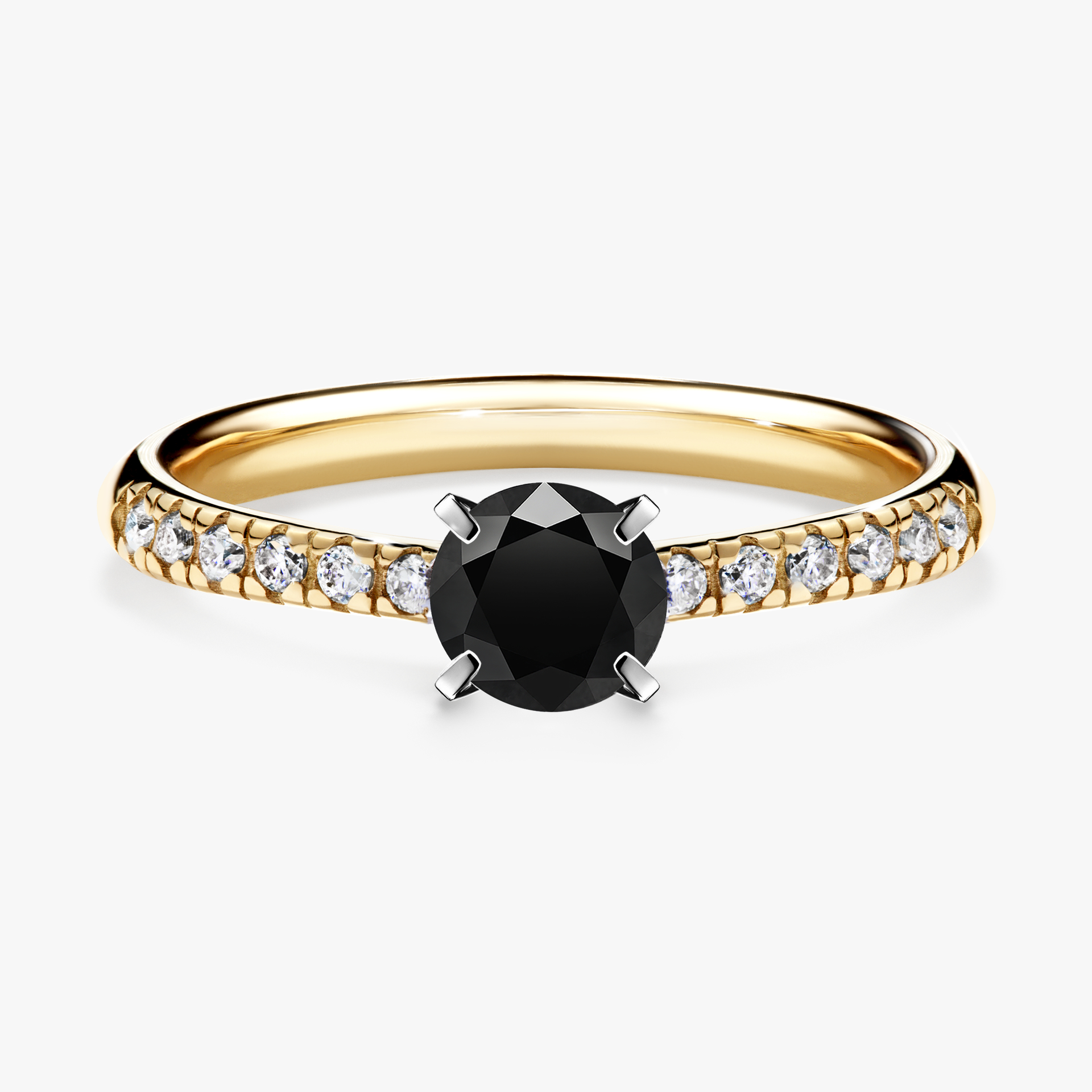 Pierścionek zaręczynowy My Sunshine z żółtego złota z czarnym diamentem 0,44ct