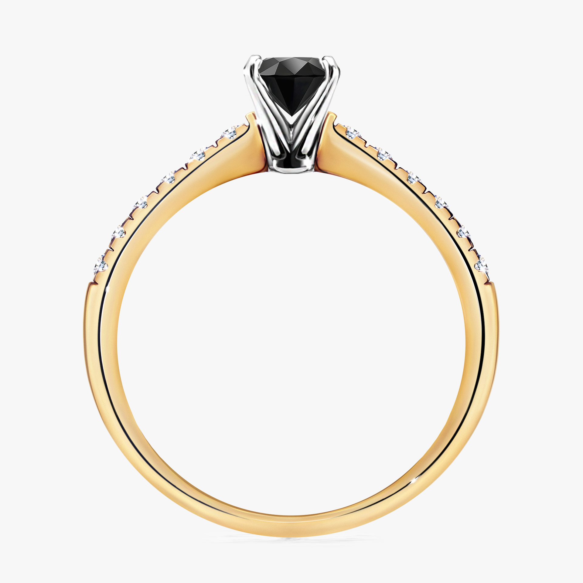 Pierścionek zaręczynowy My Sunshine z żółtego złota z czarnym diamentem 0,44ct