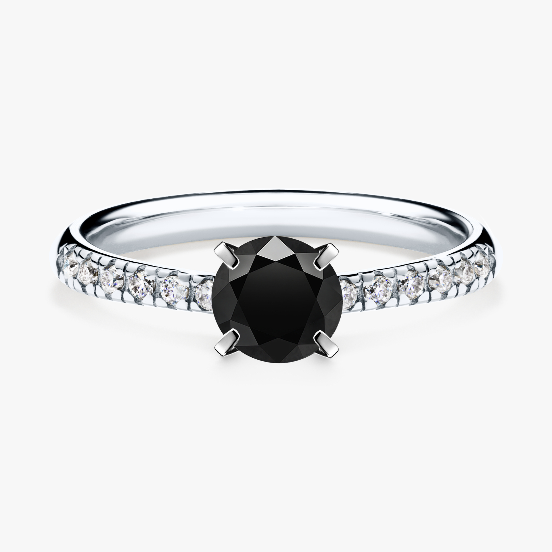 Pierścionek zaręczynowy My Sunshine z białego złota z czarnym diamentem 0,64ct