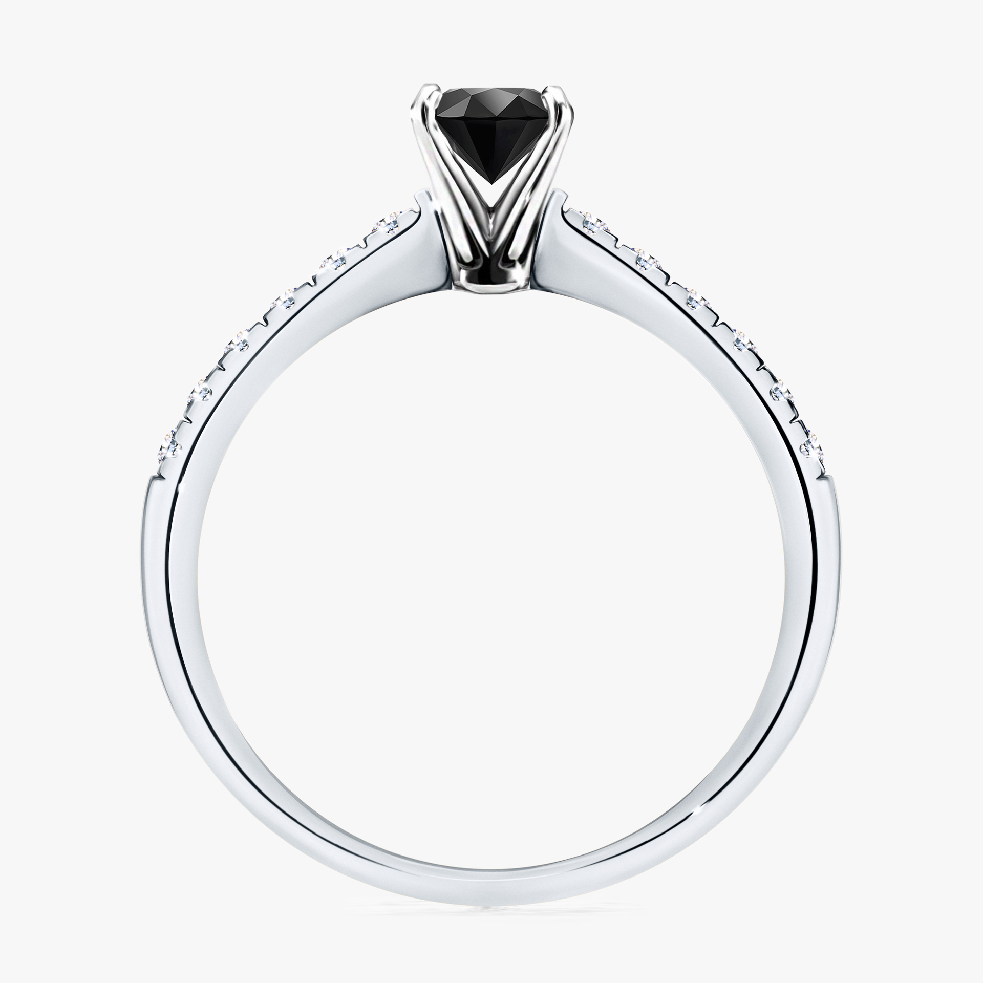 Pierścionek zaręczynowy My Sunshine z białego złota z czarnym diamentem 0,64ct