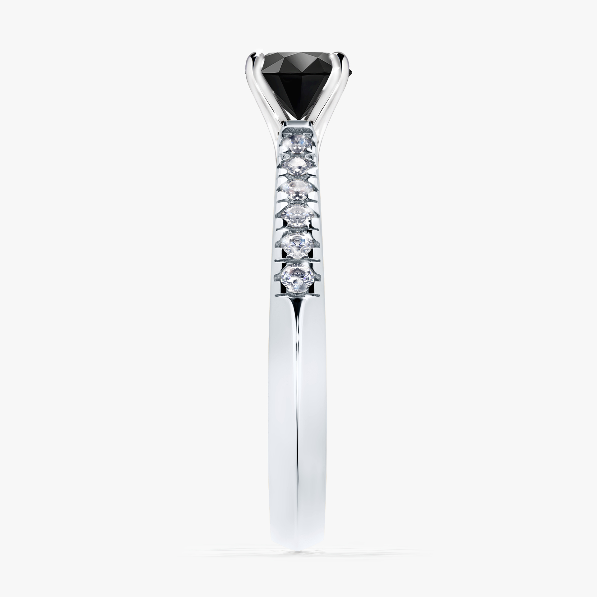 Pierścionek zaręczynowy My Sunshine z białego złota z czarnym diamentem 0,64ct
