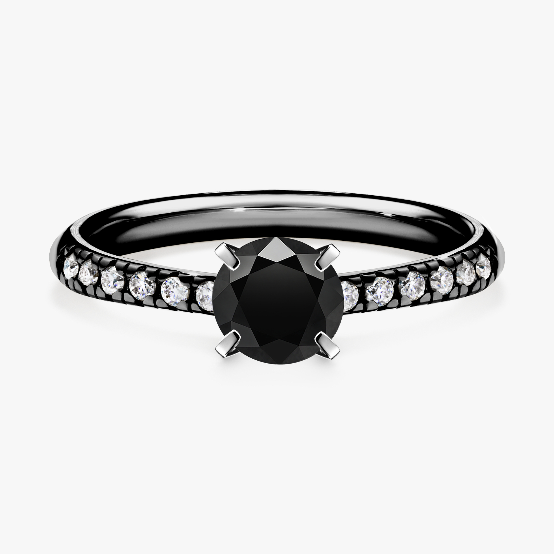 Pierścionek zaręczynowy My Sunshine z czarnego złota z czarnym diamentem 0,64ct