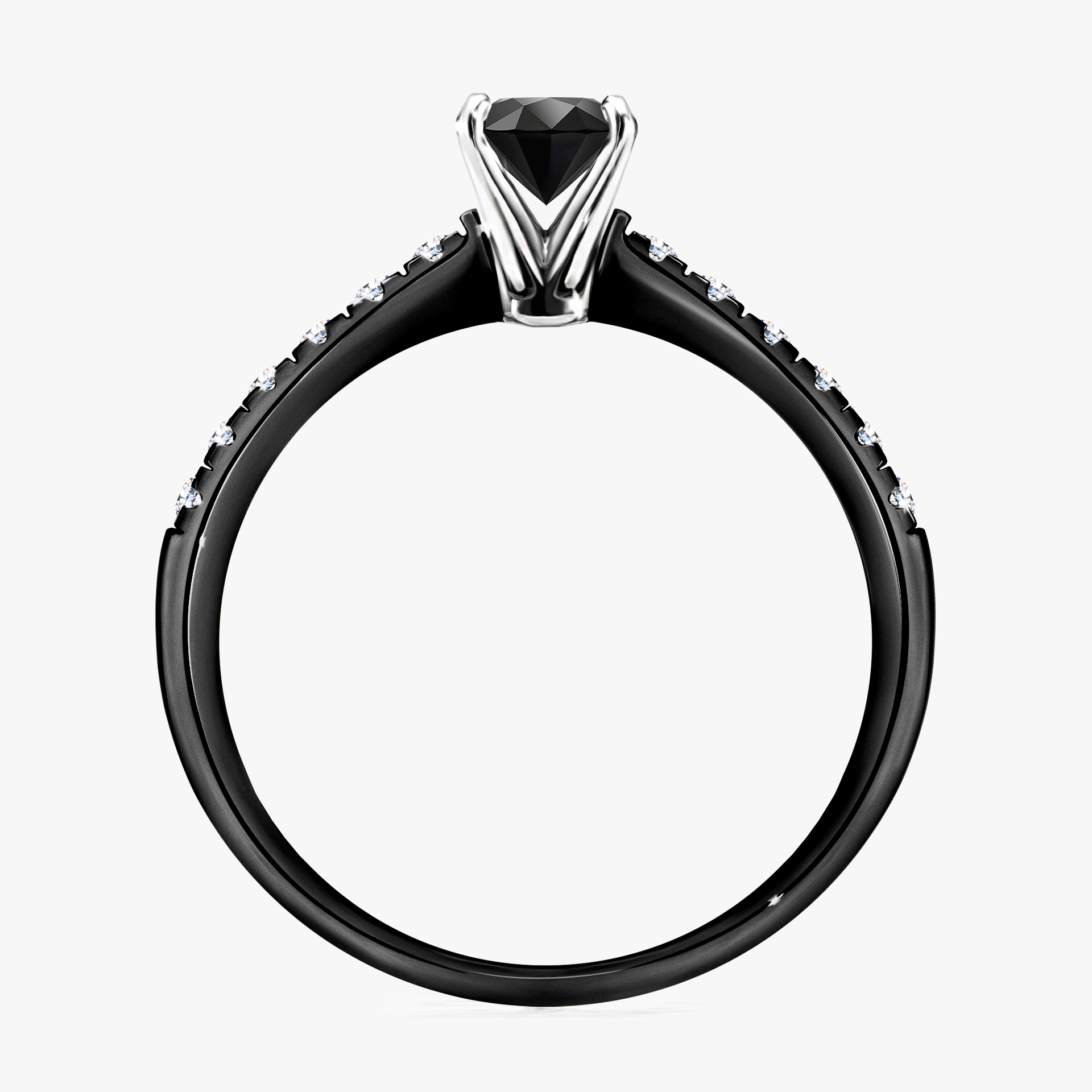Pierścionek zaręczynowy My Sunshine z czarnego złota z czarnym diamentem 0,64ct