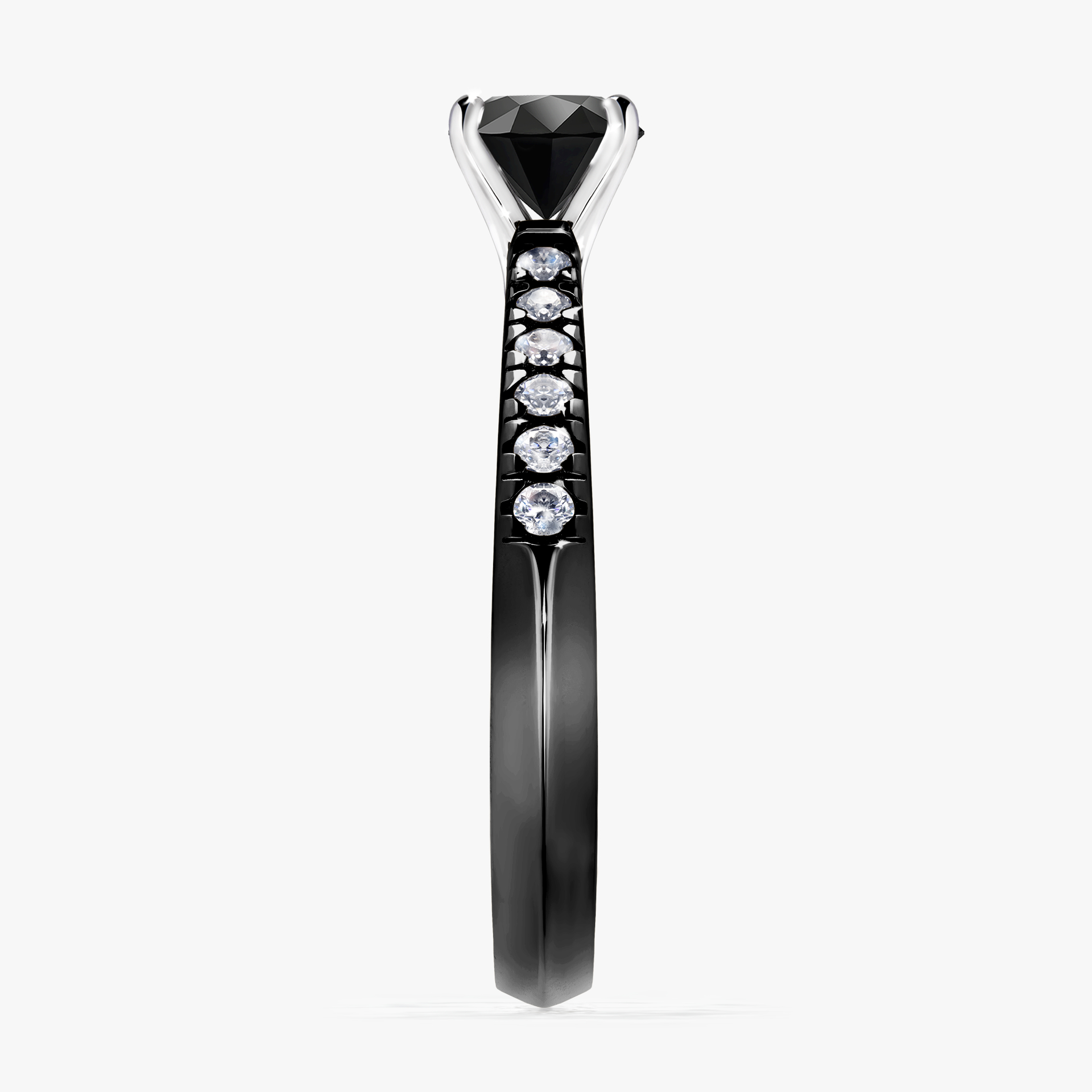 Pierścionek zaręczynowy My Sunshine z czarnego złota z czarnym diamentem 0,64ct