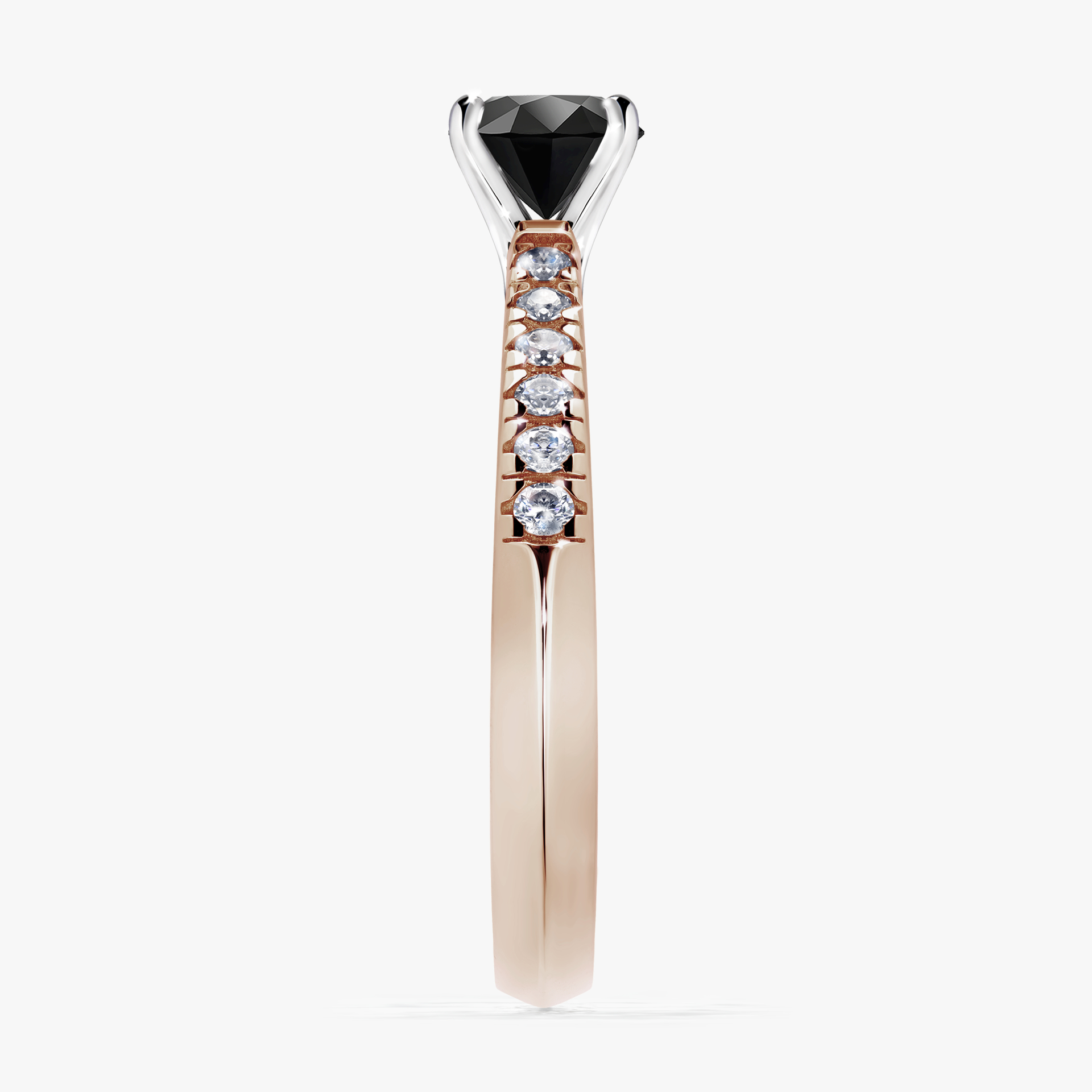 Pierścionek zaręczynowy My Sunshine z różowego złota z czarnym diamentem 0,64ct