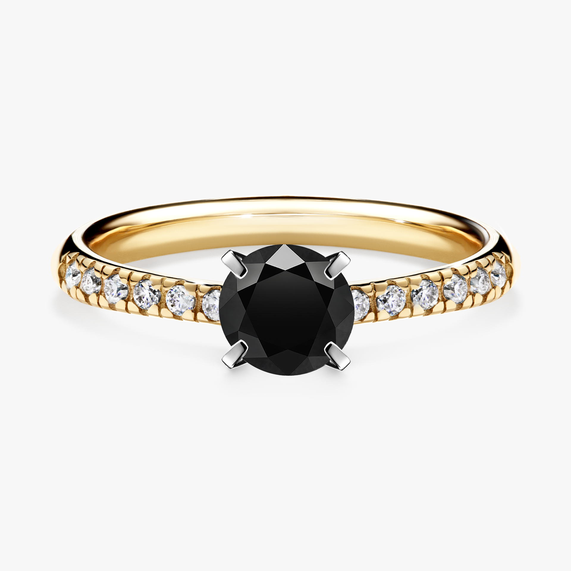 Pierścionek zaręczynowy My Sunshine z żółtego złota z czarnym diamentem 0,64ct