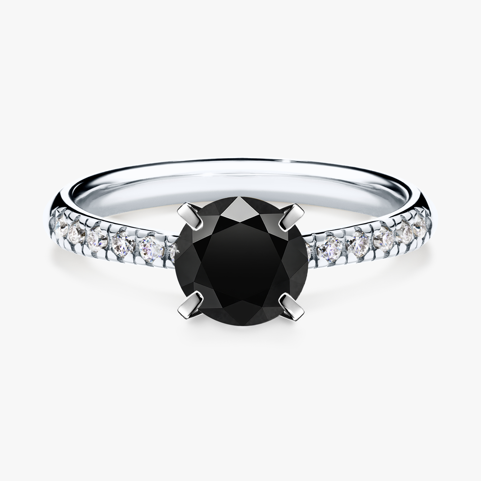 Pierścionek zaręczynowy My Sunshine z białego złota z czarnym diamentem 1,00ct