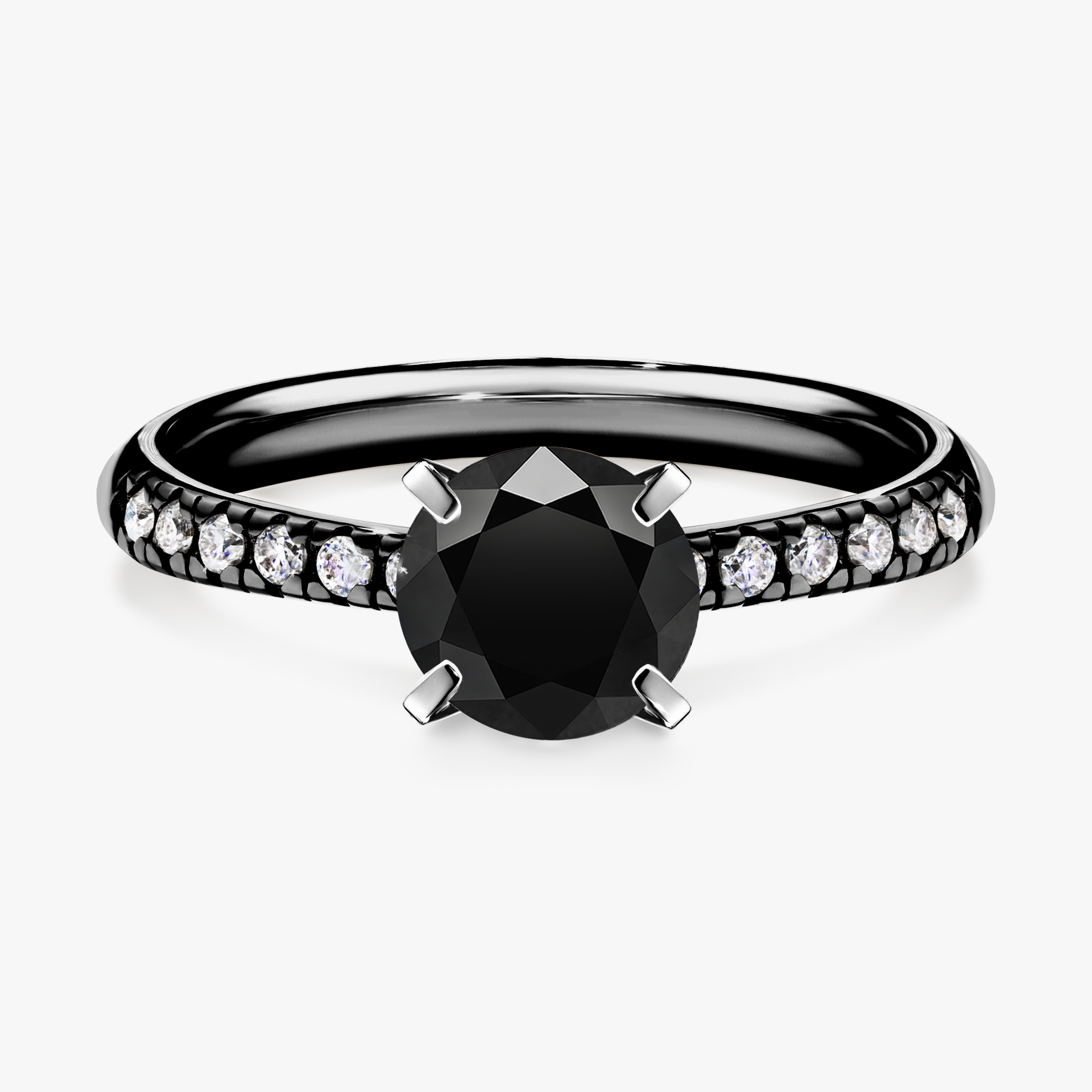 Pierścionek zaręczynowy My Sunshine z czarnego złota z czarnym diamentem 1,00ct