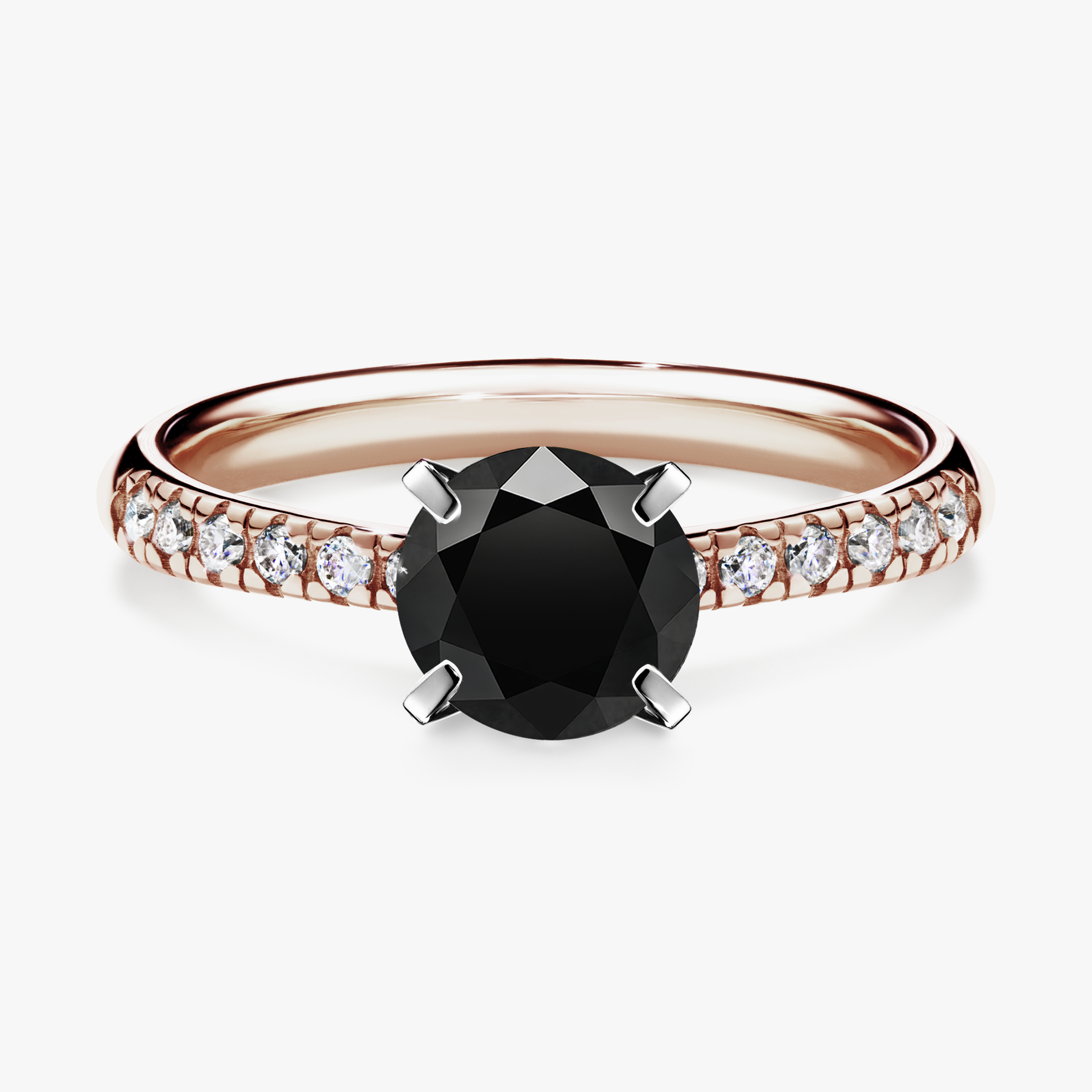 Pierścionek zaręczynowy My Sunshine z różowego złota z czarnym diamentem 1,00ct