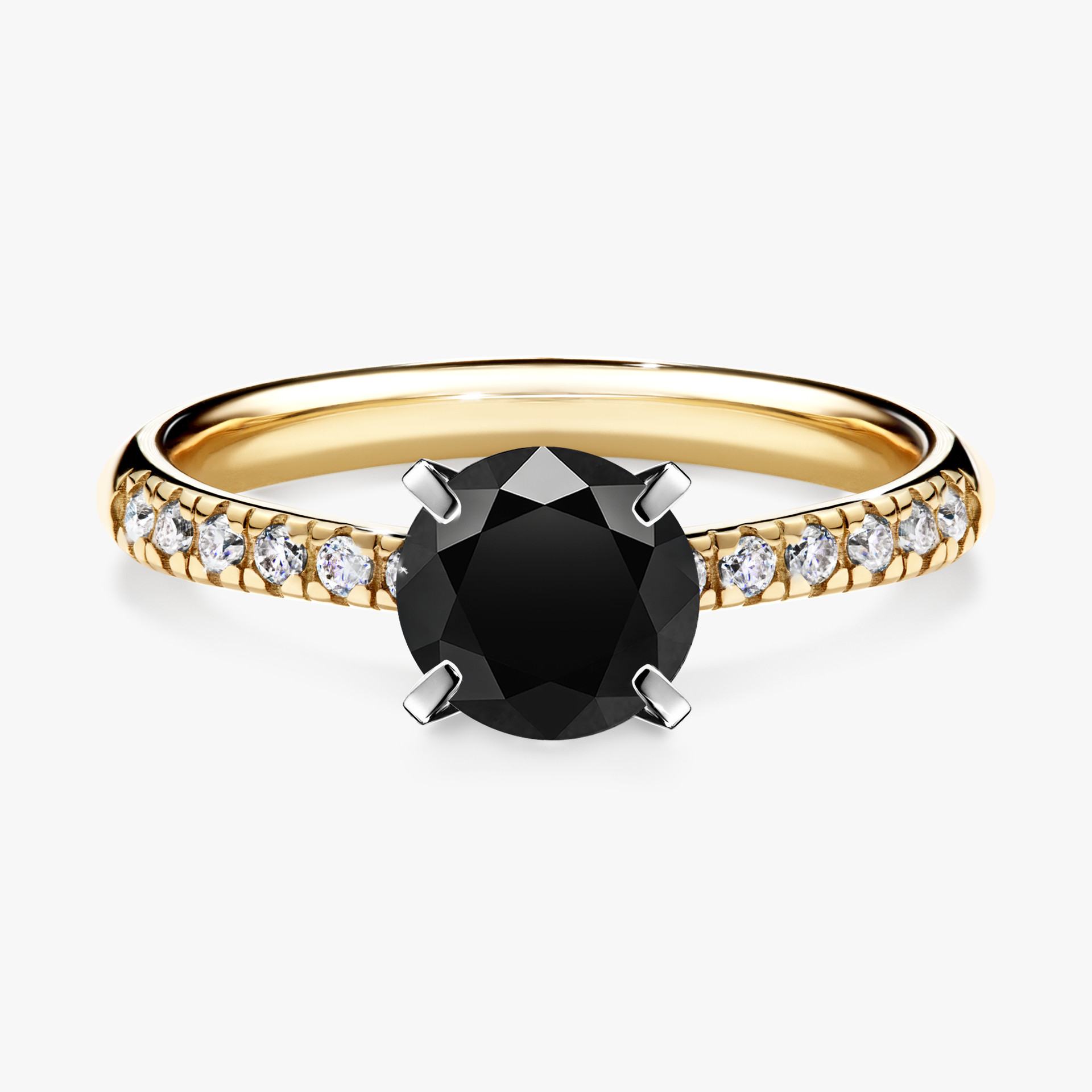 Pierścionek zaręczynowy My Sunshine z żółtego złota z czarnym diamentem 1,00ct