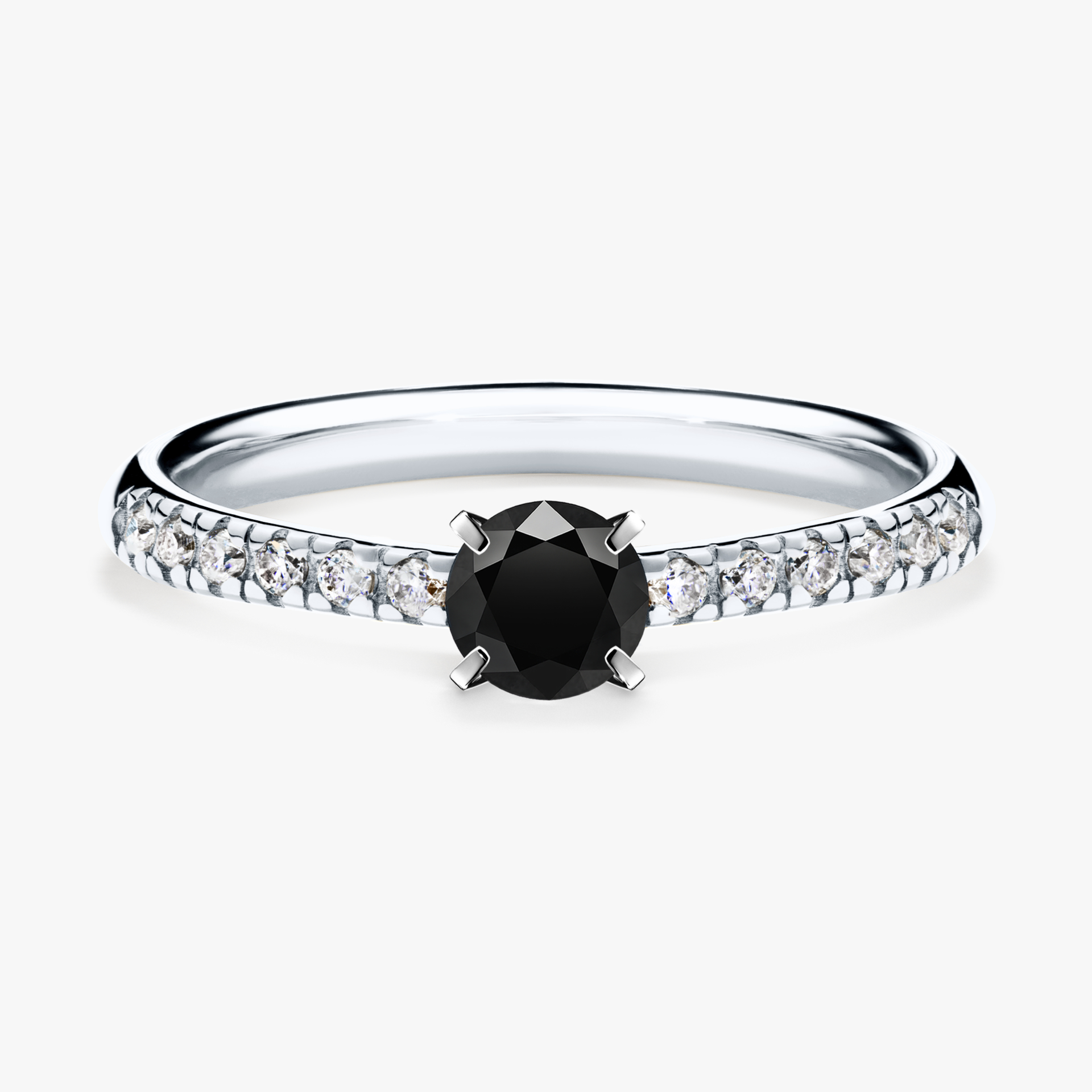 Pierścionek zaręczynowy My Sunshine z białego złota z czarnym diamentem 0,39ct