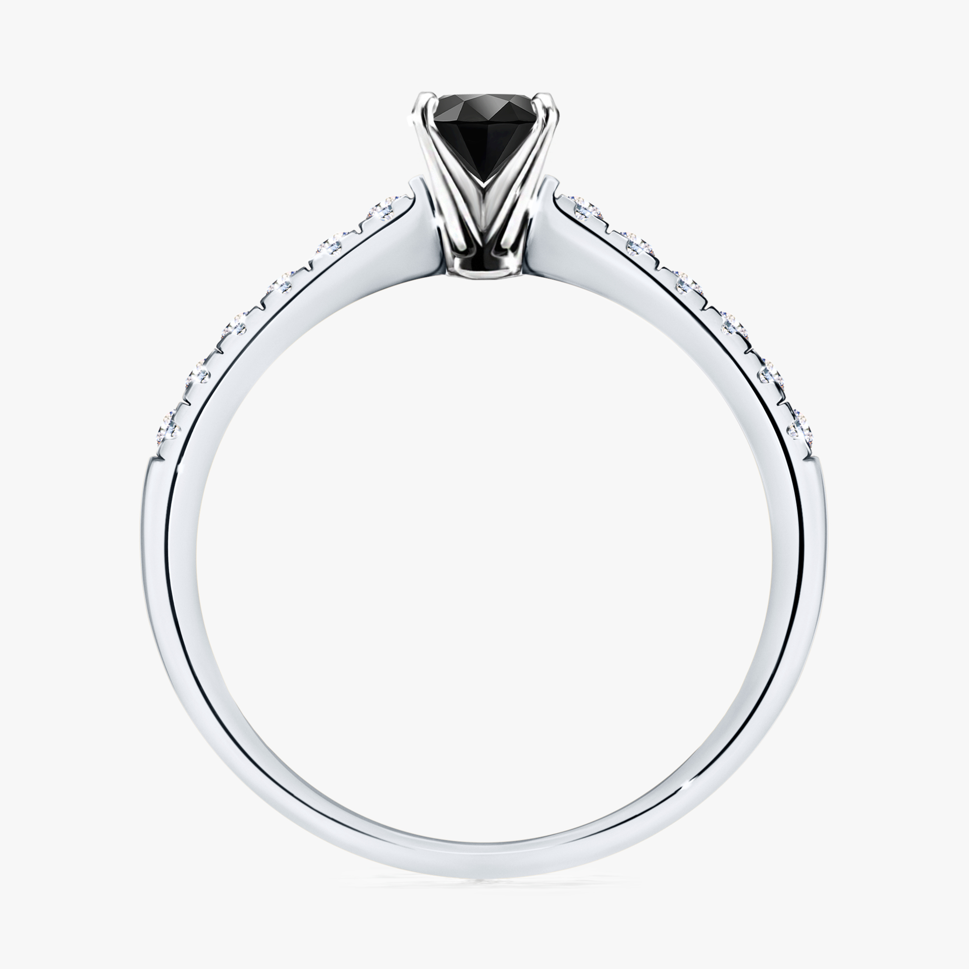 Pierścionek zaręczynowy My Sunshine z białego złota z czarnym diamentem 0,39ct