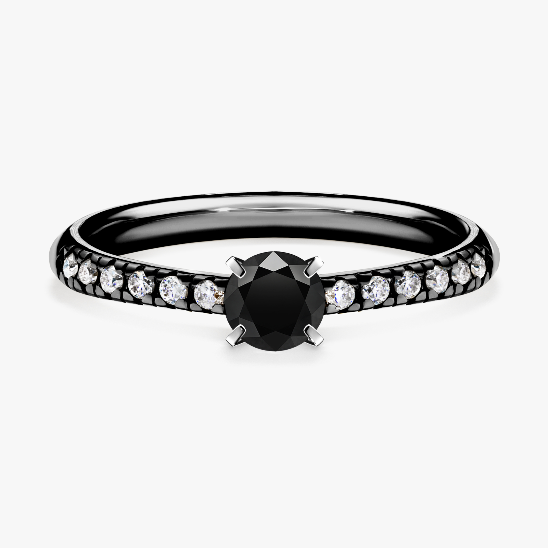 Pierścionek zaręczynowy My Sunshine z czarnego złota z czarnym diamentem 0,39ct