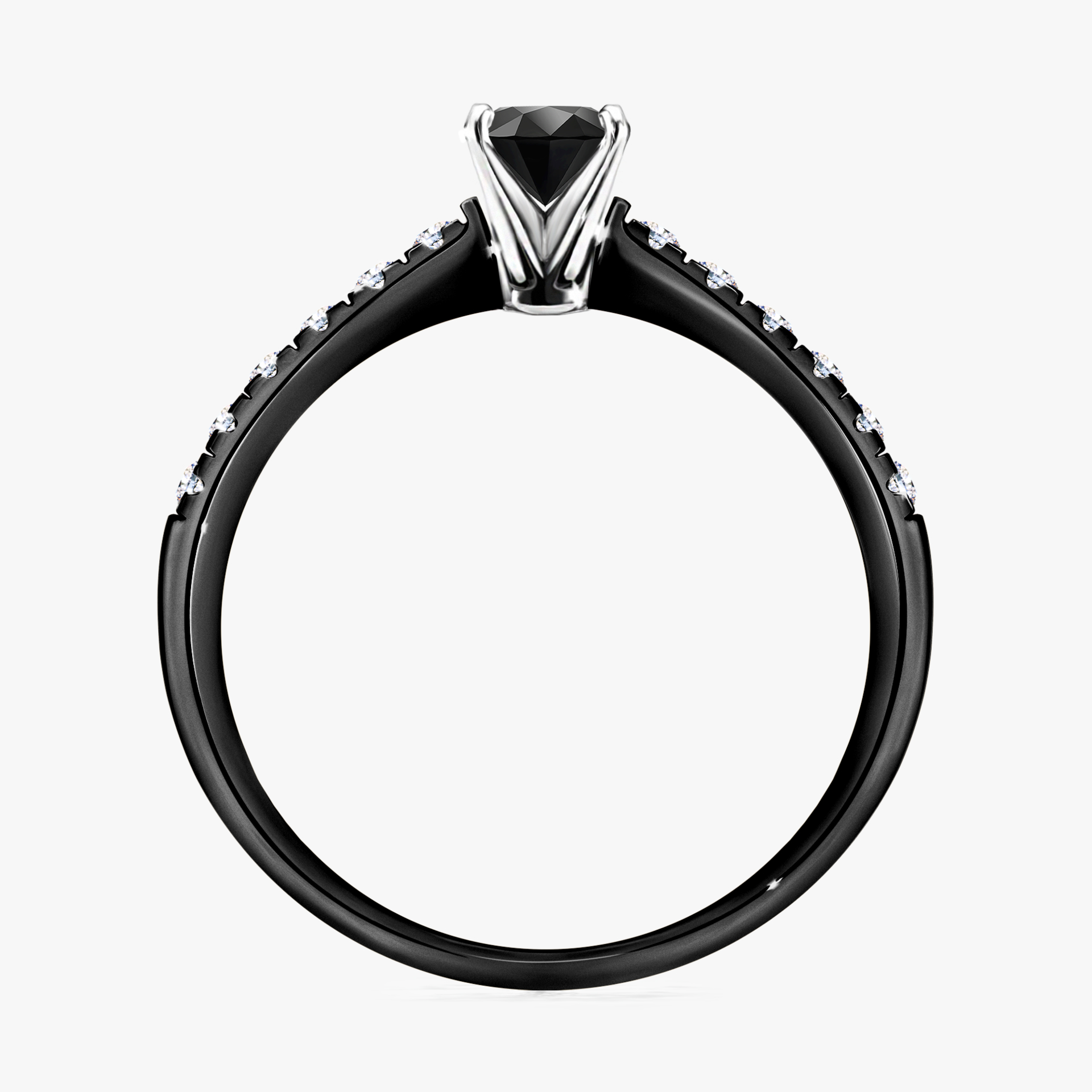Pierścionek zaręczynowy My Sunshine z czarnego złota z czarnym diamentem 0,39ct