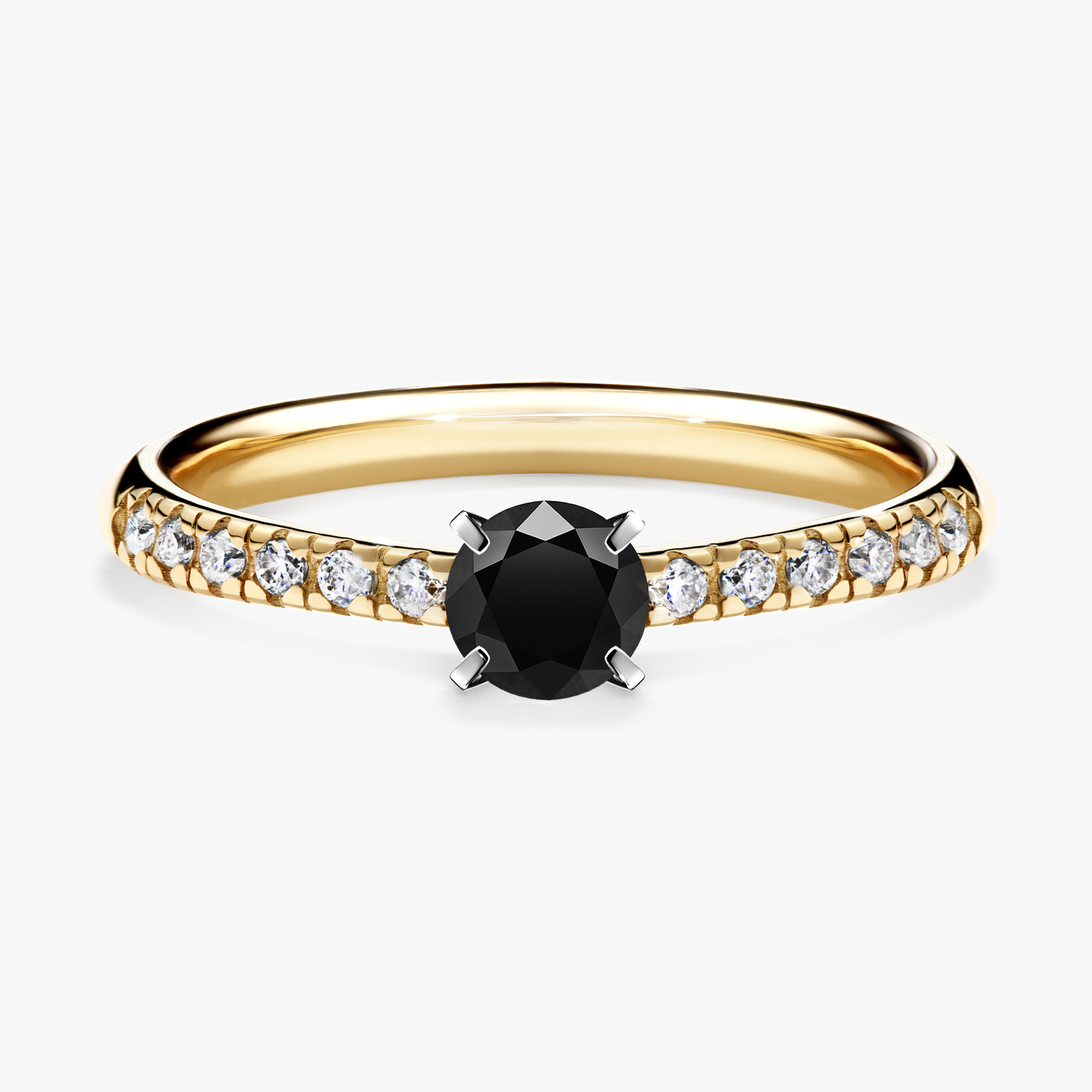 Pierścionek zaręczynowy My Sunshine z żółtego złota z czarnym diamentem 0,39ct