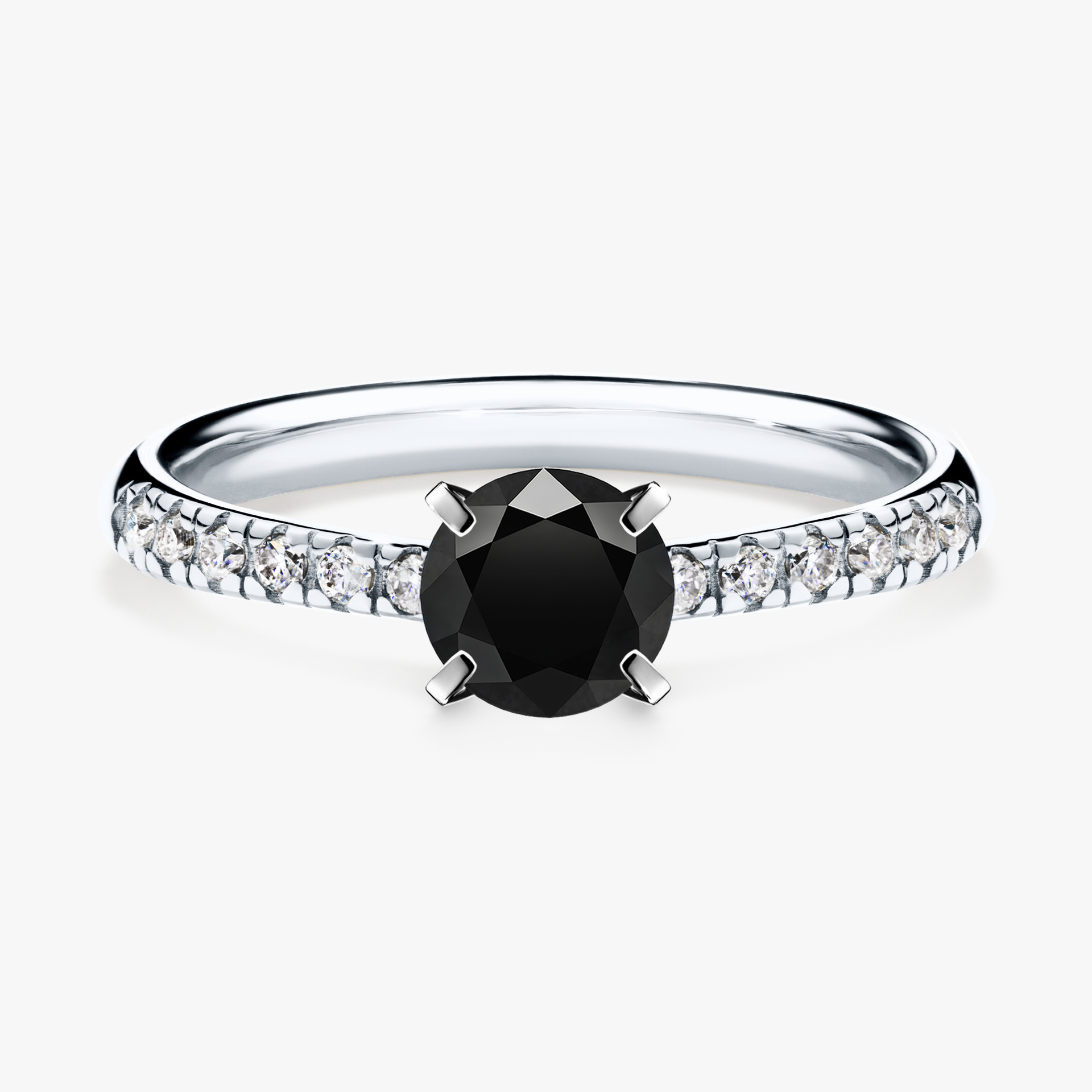 Pierścionek zaręczynowy My Sunshine z białego złota z czarnym diamentem 0,64ct
