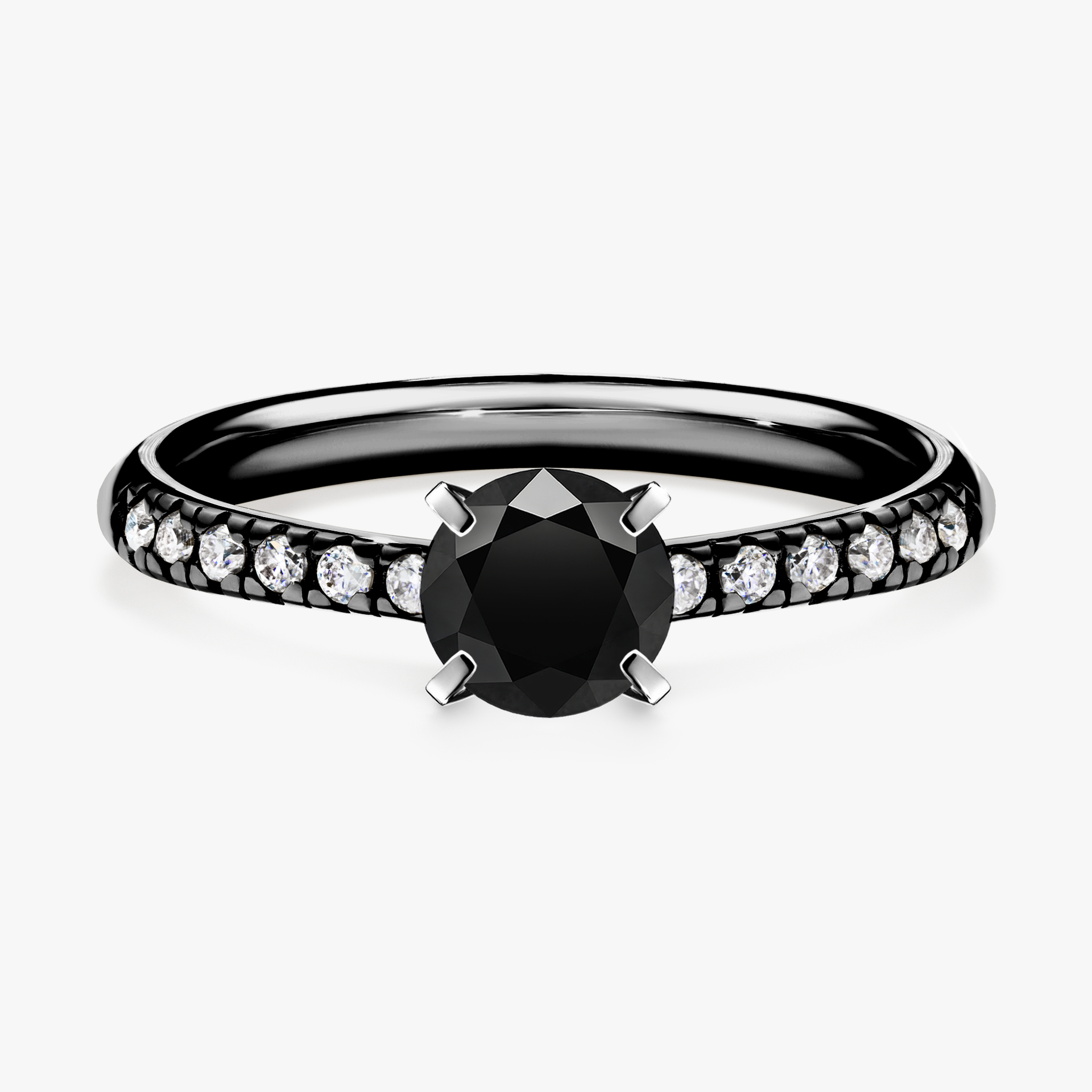 Pierścionek zaręczynowy My Sunshine z czarnego złota z czarnym diamentem 0,64ct