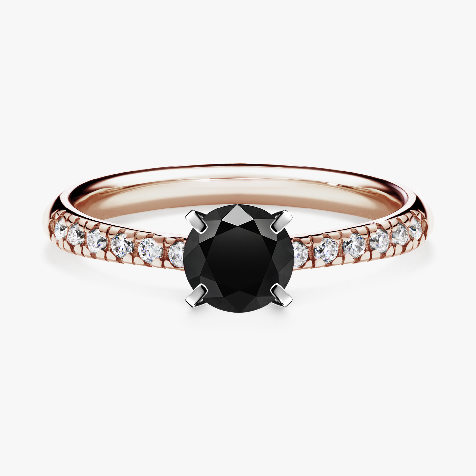 Pierścionek zaręczynowy My Sunshine z różowego złota z czarnym diamentem 0,64ct