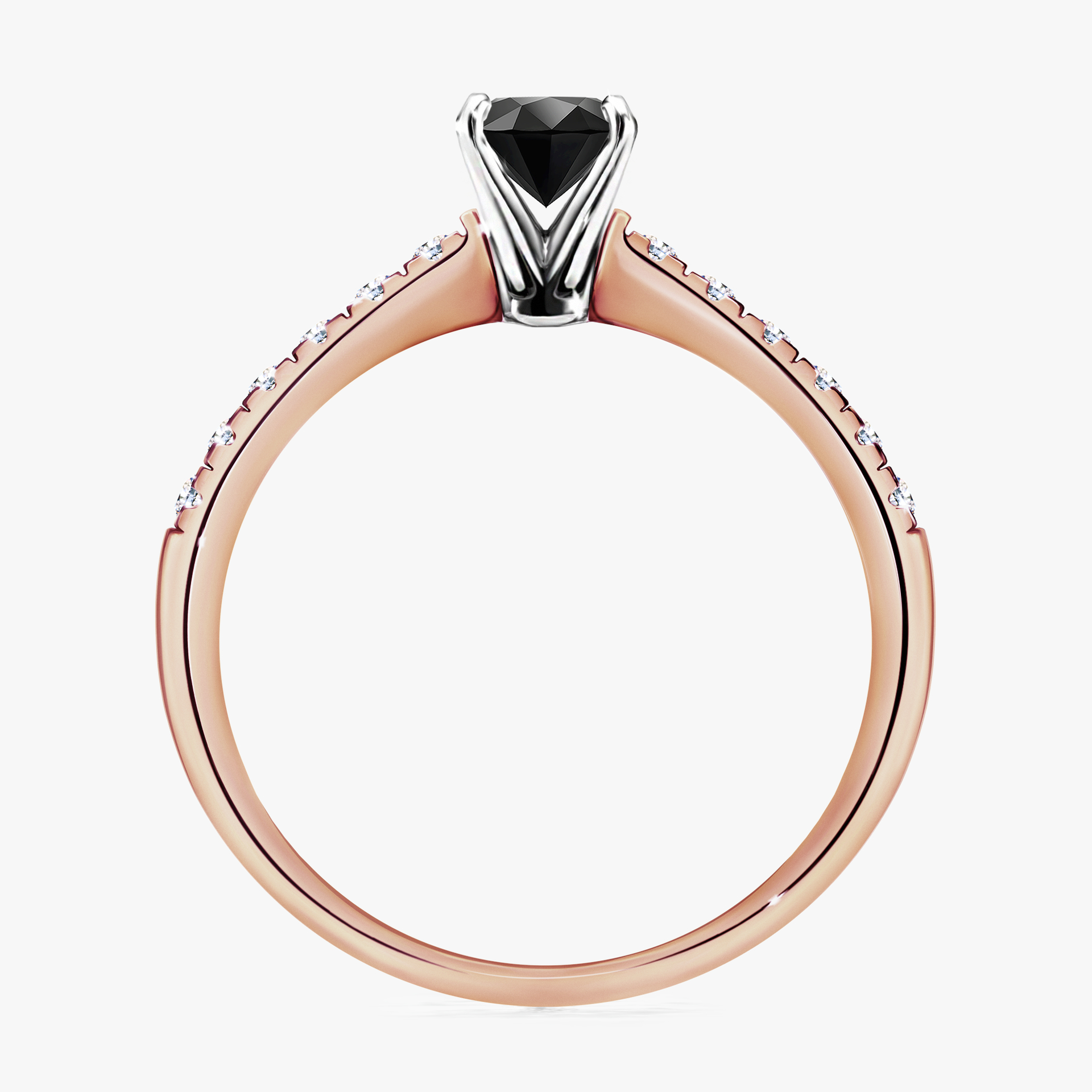 Pierścionek zaręczynowy My Sunshine z różowego złota z czarnym diamentem 0,64ct