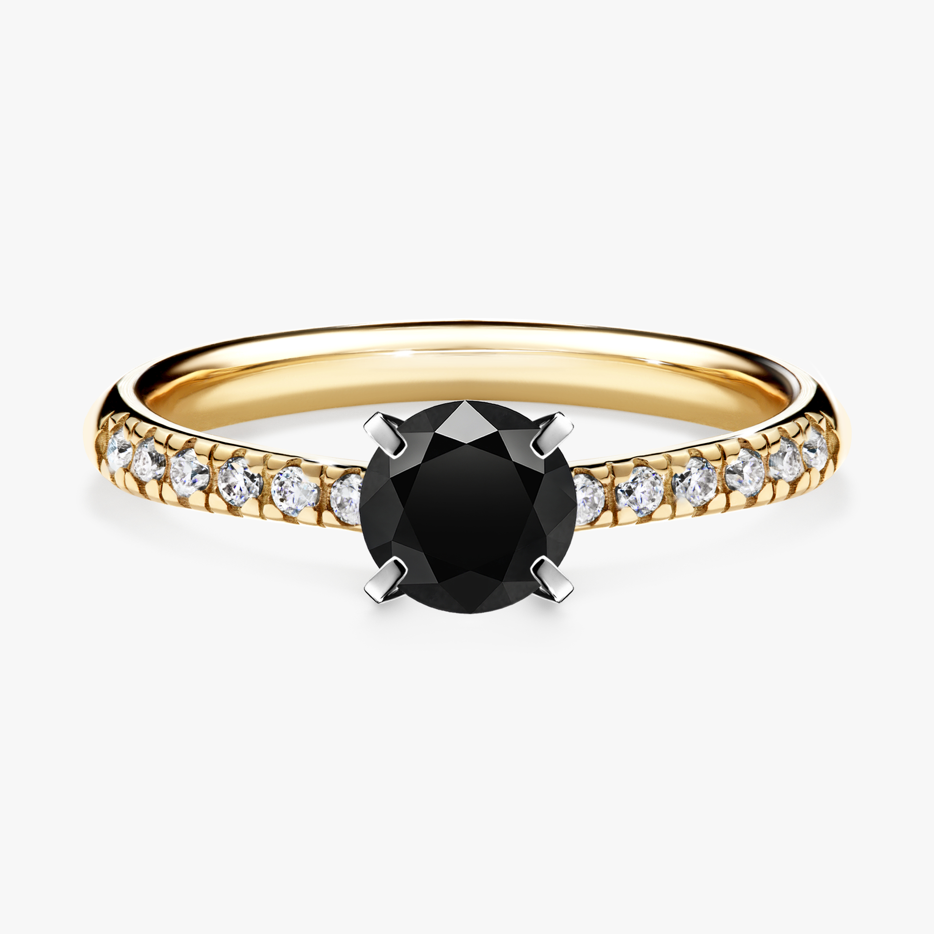 Pierścionek zaręczynowy My Sunshine z żółtego złota z czarnym diamentem 0,64ct