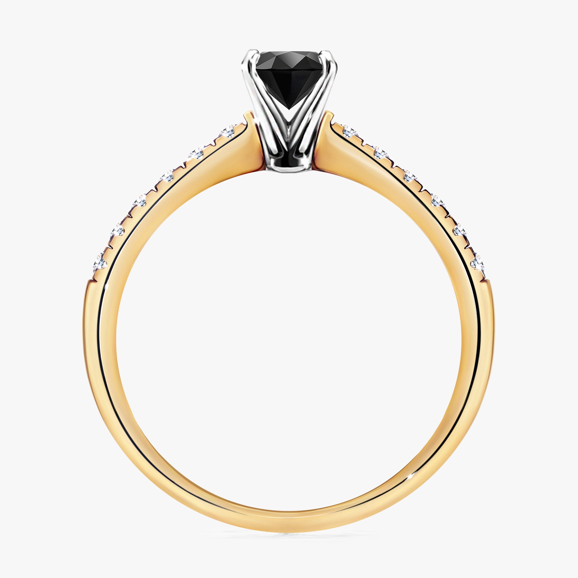 Pierścionek zaręczynowy My Sunshine z żółtego złota z czarnym diamentem 0,64ct