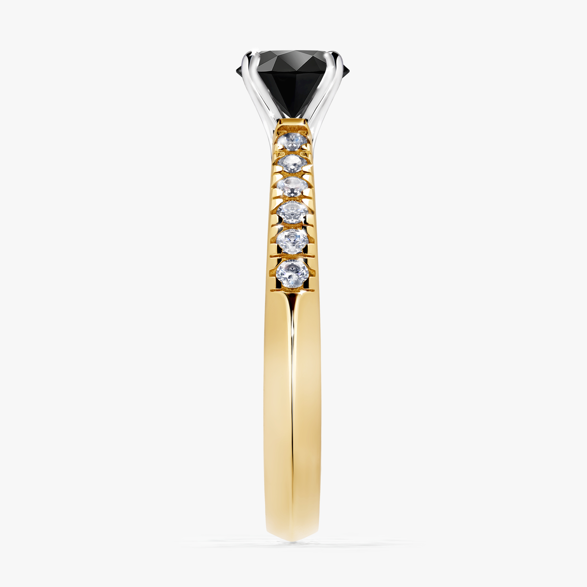 Pierścionek zaręczynowy My Sunshine z żółtego złota z czarnym diamentem 0,64ct