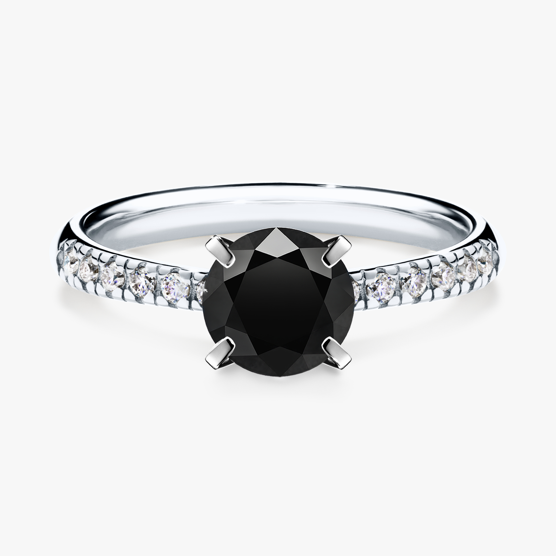 Pierścionek zaręczynowy My Sunshine z białego złota z czarnym diamentem 1,00ct