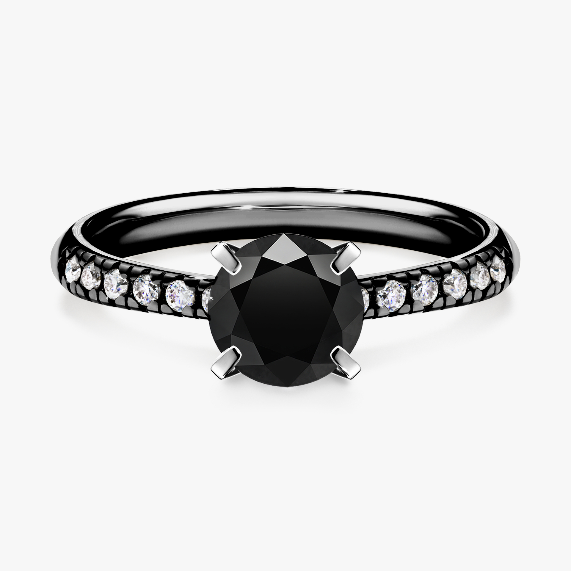 Pierścionek zaręczynowy My Sunshine z czarnego złota z czarnym diamentem 1,00ct
