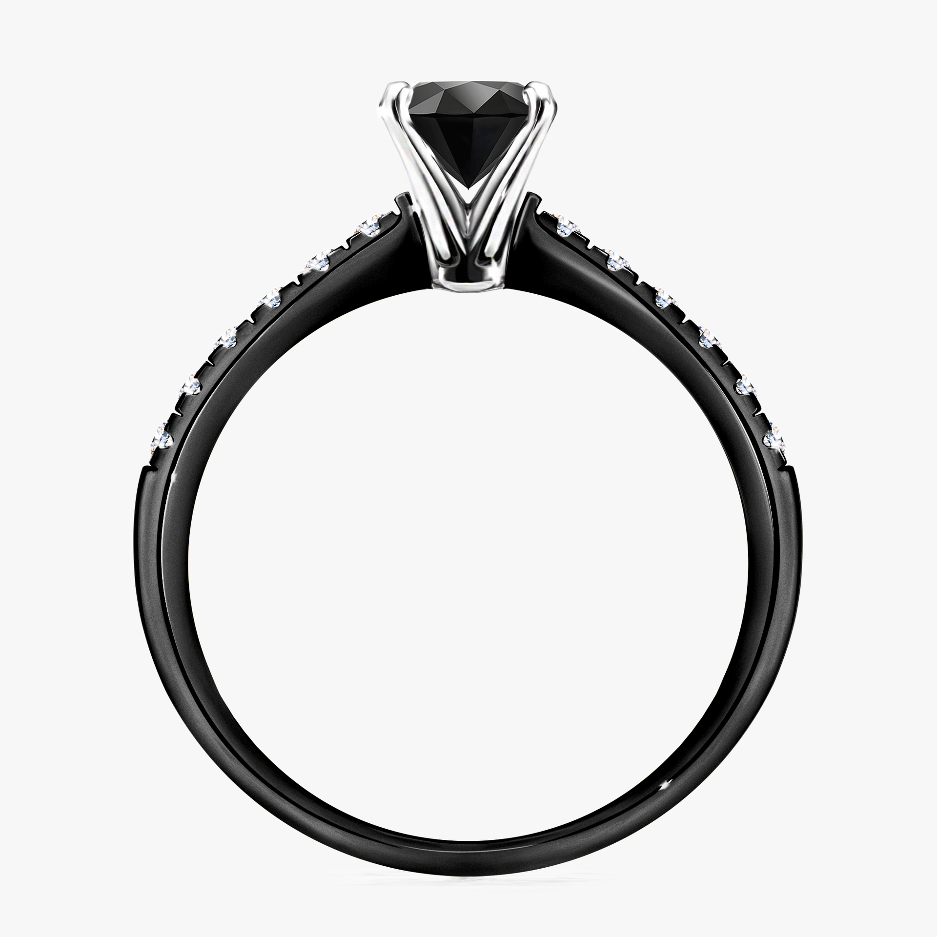 Pierścionek zaręczynowy My Sunshine z czarnego złota z czarnym diamentem 1,00ct