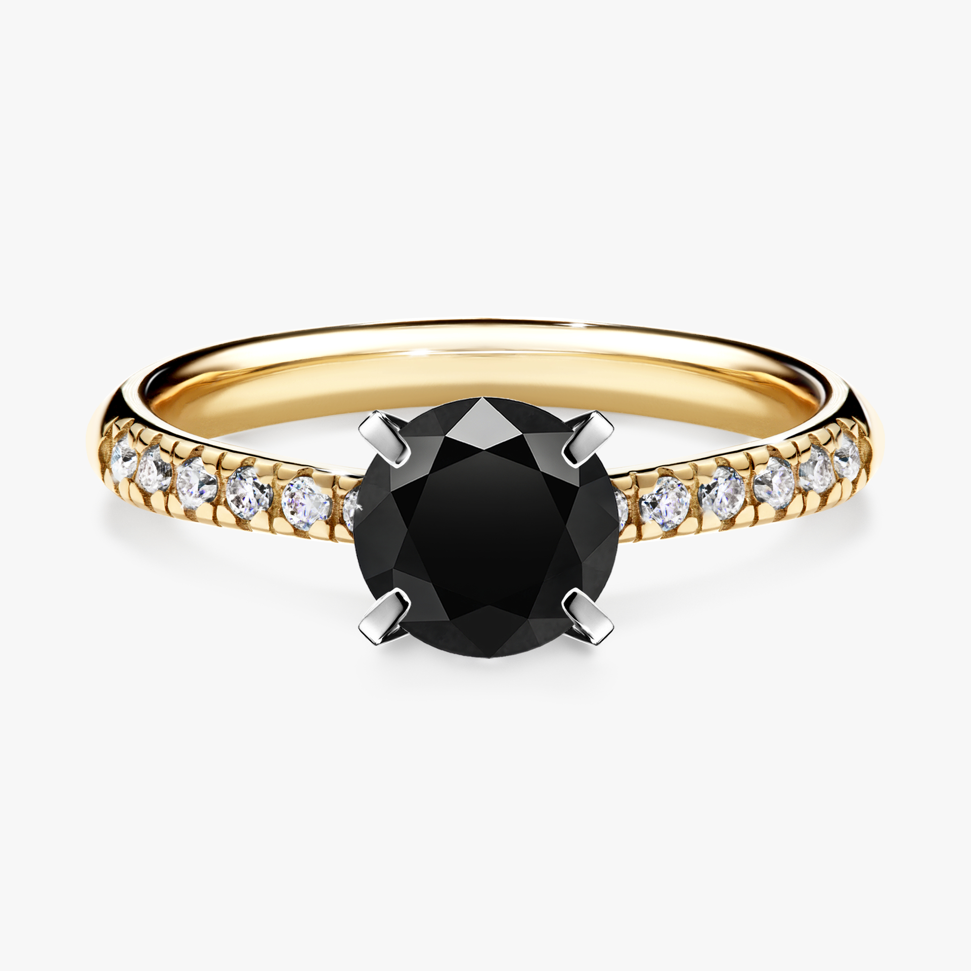 Pierścionek zaręczynowy My Sunshine z żółtego złota z czarnym diamentem 1,00ct