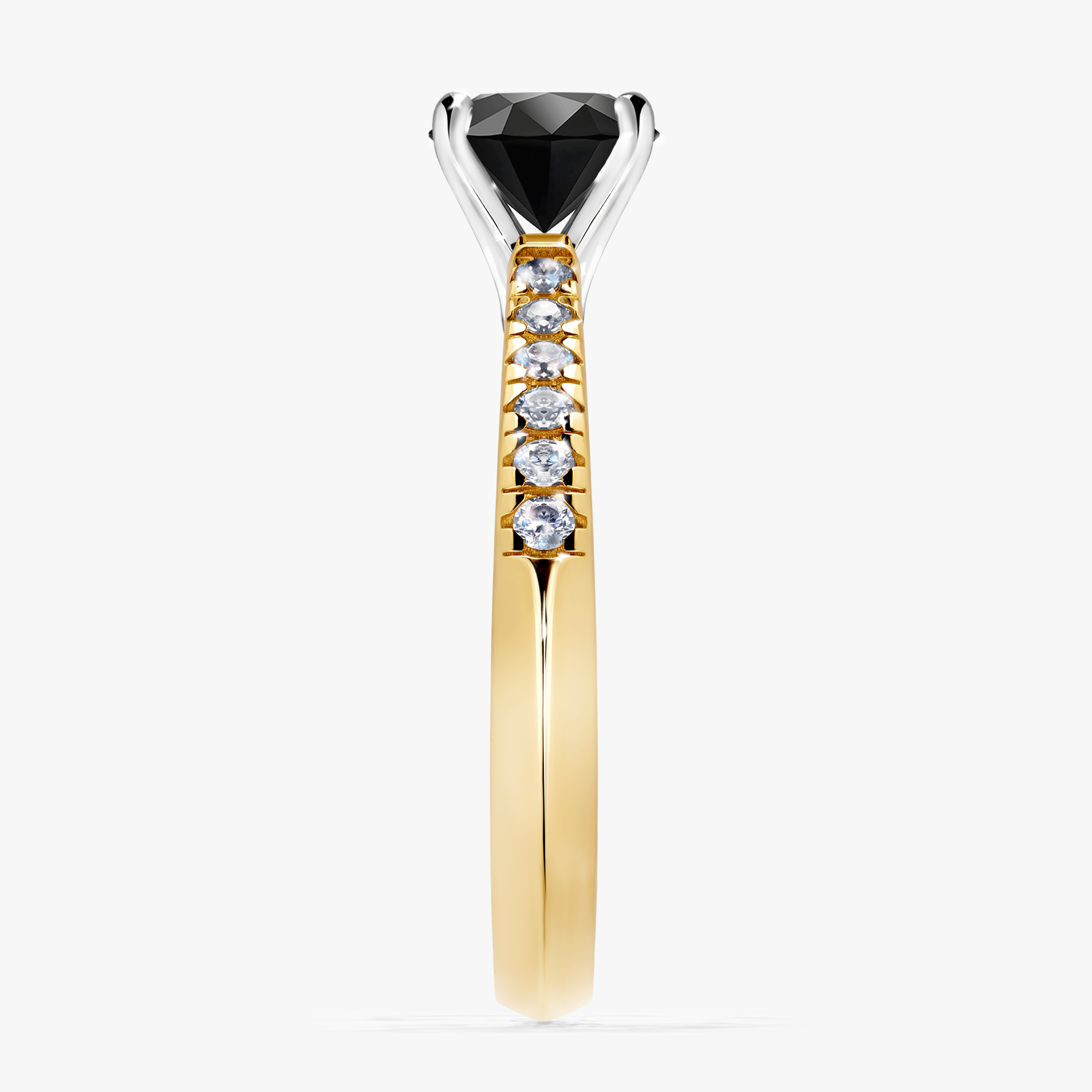 Pierścionek zaręczynowy My Sunshine z żółtego złota z czarnym diamentem 1,00ct