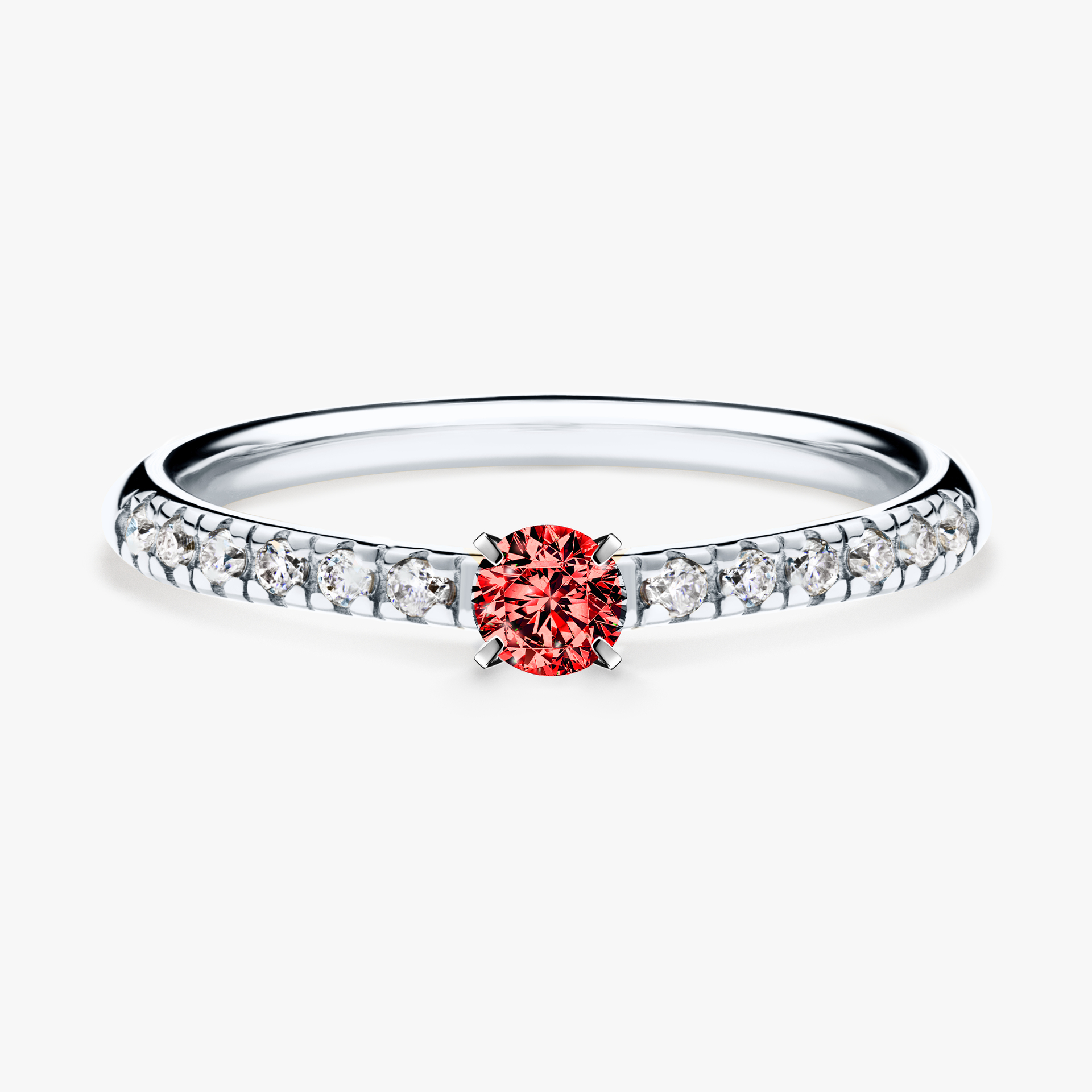 Pierścionek zaręczynowy My Sunshine z białego złota z czerwonym diamentem 0,24ct