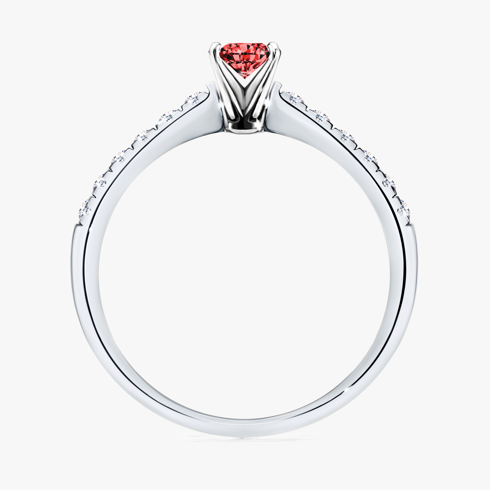 Pierścionek zaręczynowy My Sunshine z białego złota z czerwonym diamentem 0,24ct