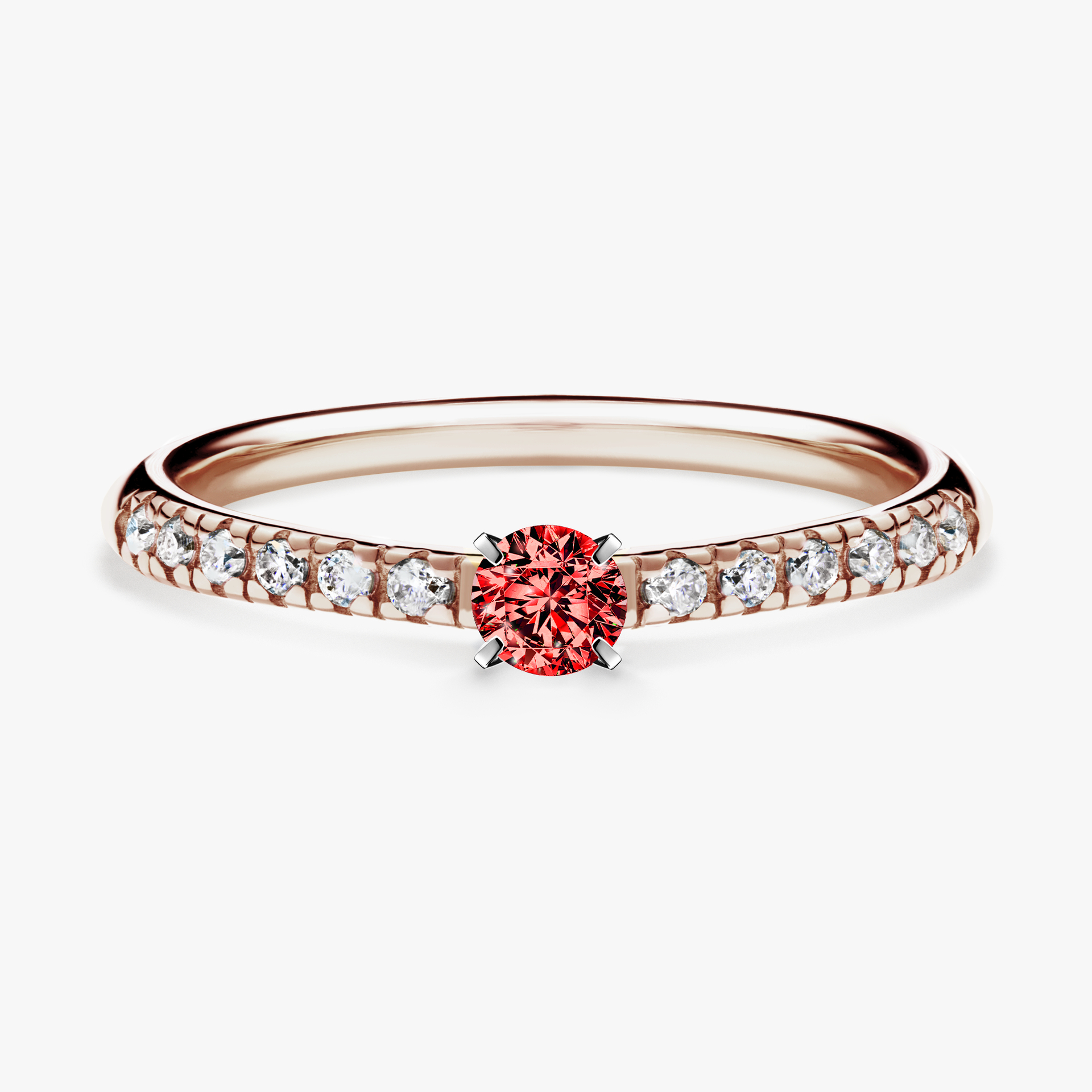 Pierścionek zaręczynowy My Sunshine z różowego złota z czerwonym diamentem 0,24ct