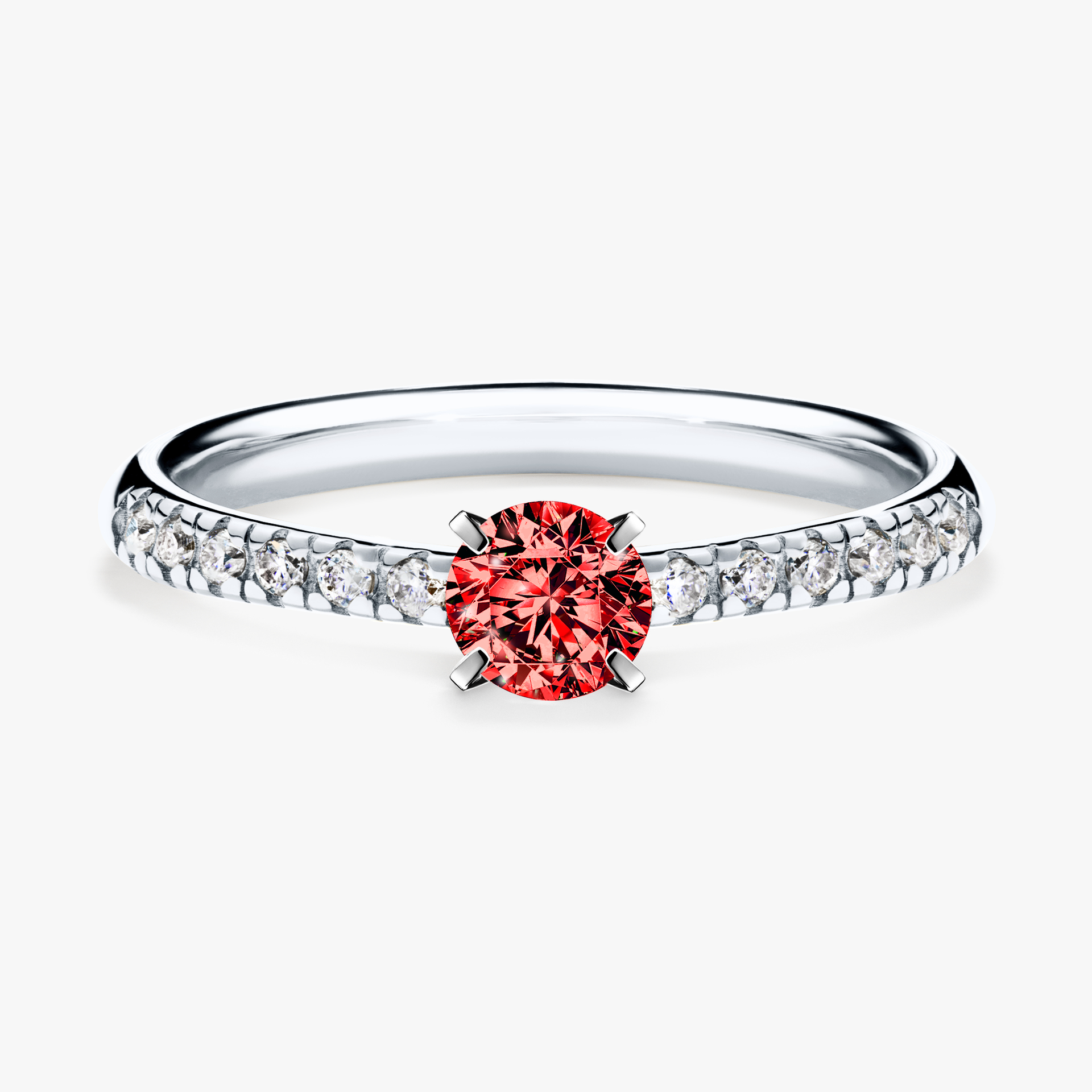 Pierścionek zaręczynowy My Sunshine z białego złota z czerwonym diamentem 0,39ct