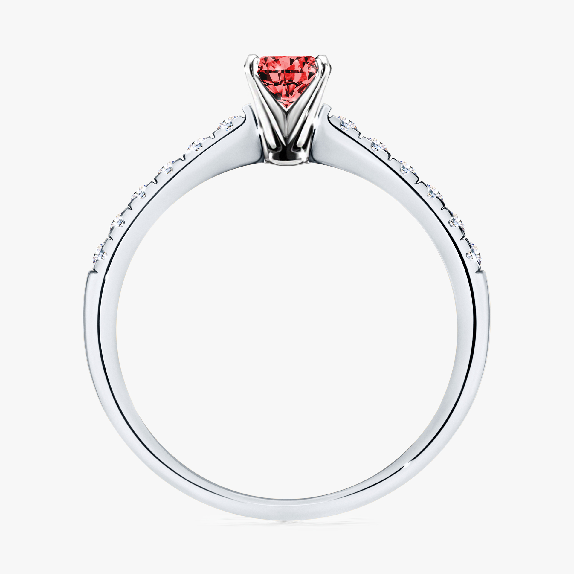 Pierścionek zaręczynowy My Sunshine z białego złota z czerwonym diamentem 0,39ct
