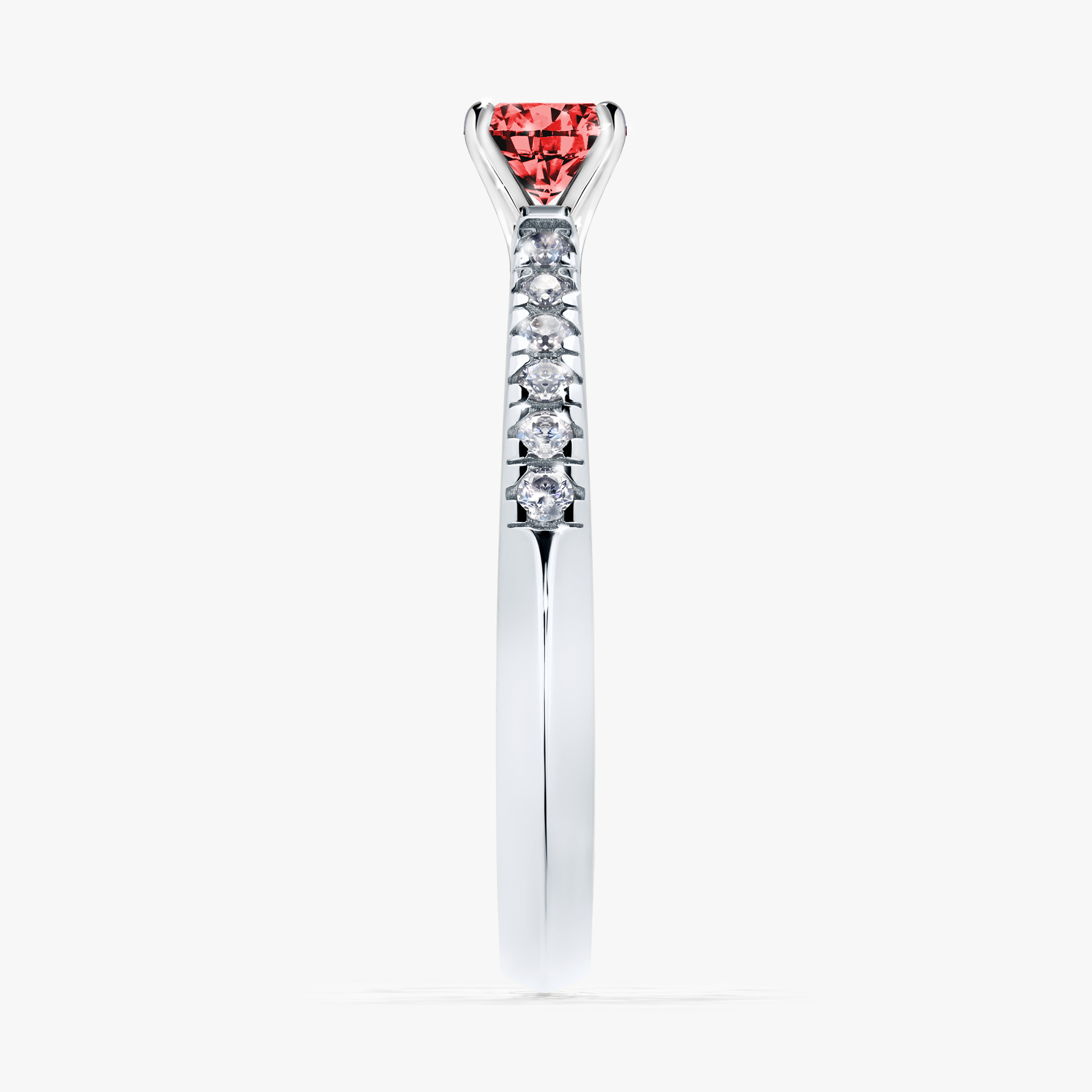 Pierścionek zaręczynowy My Sunshine z białego złota z czerwonym diamentem 0,39ct