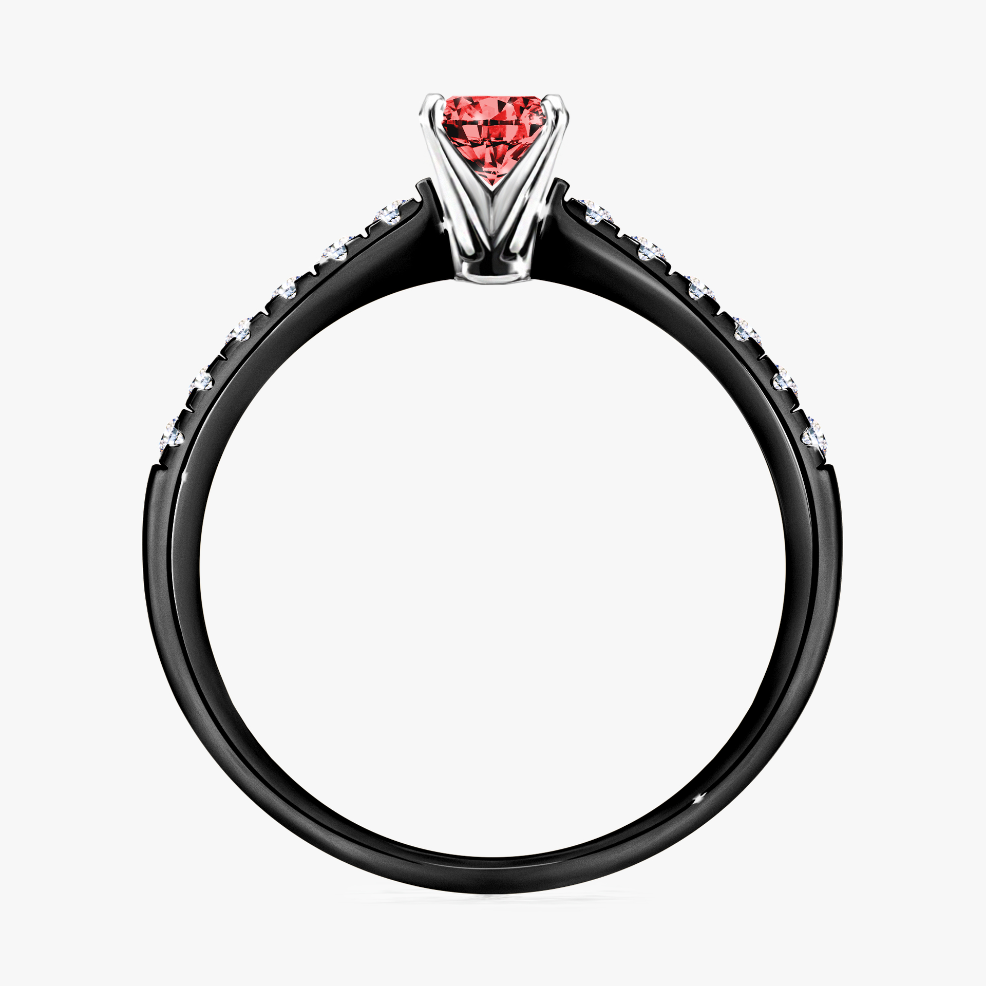 Pierścionek zaręczynowy My Sunshine z czarnego złota z czerwonym diamentem 0,39ct