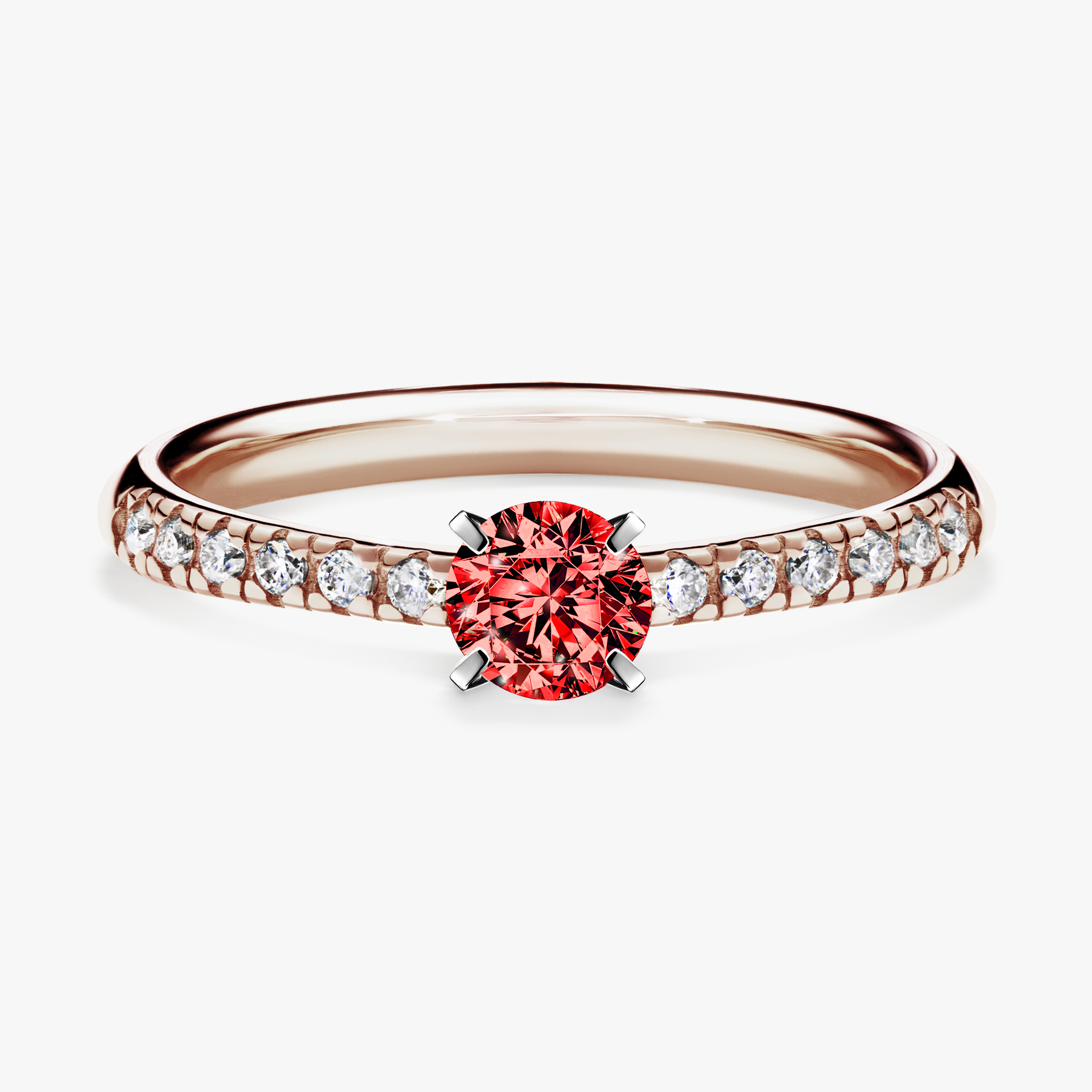 Pierścionek zaręczynowy My Sunshine z różowego złota z czerwonym diamentem 0,39ct