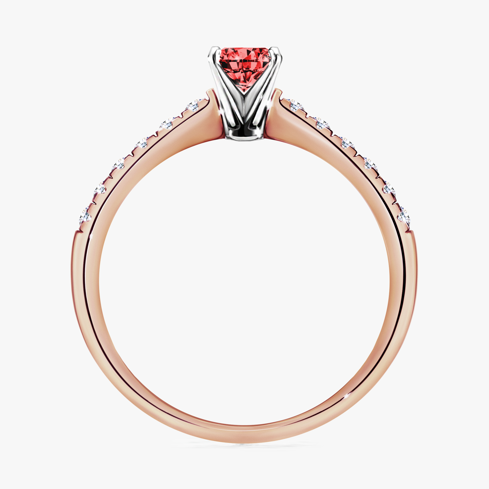 Pierścionek zaręczynowy My Sunshine z różowego złota z czerwonym diamentem 0,39ct