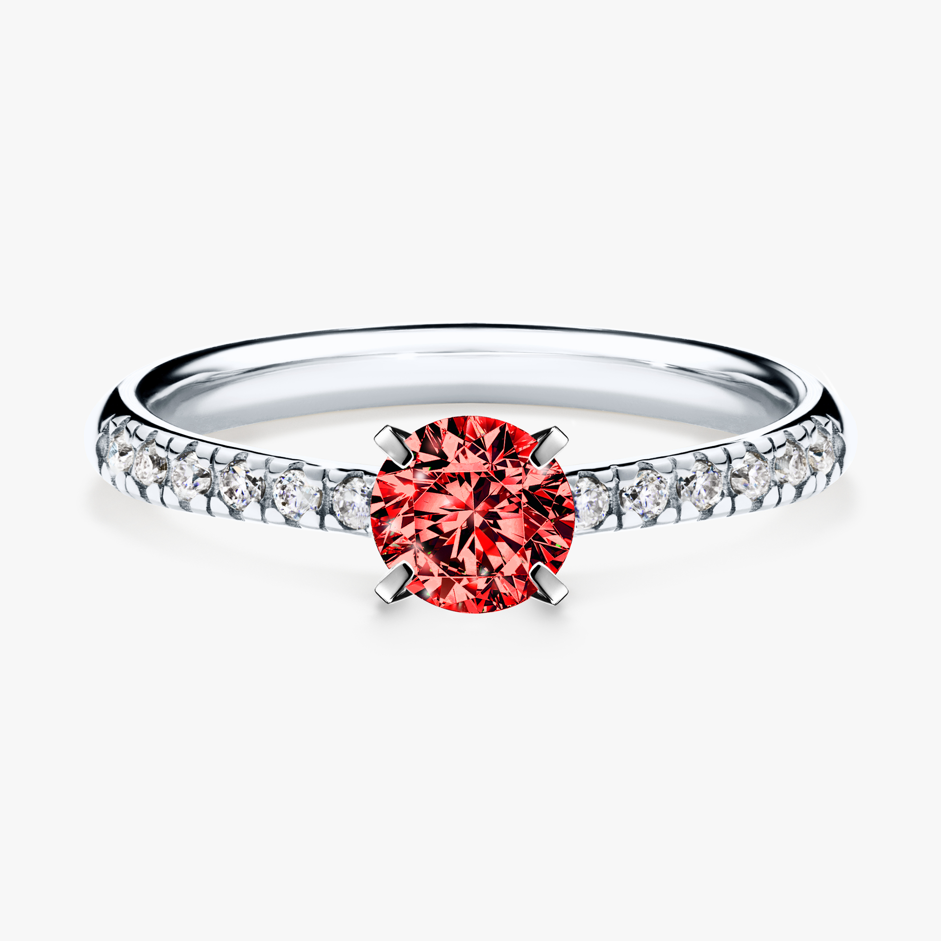 Pierścionek zaręczynowy My Sunshine z białego złota z czerwonym diamentem 0,44ct