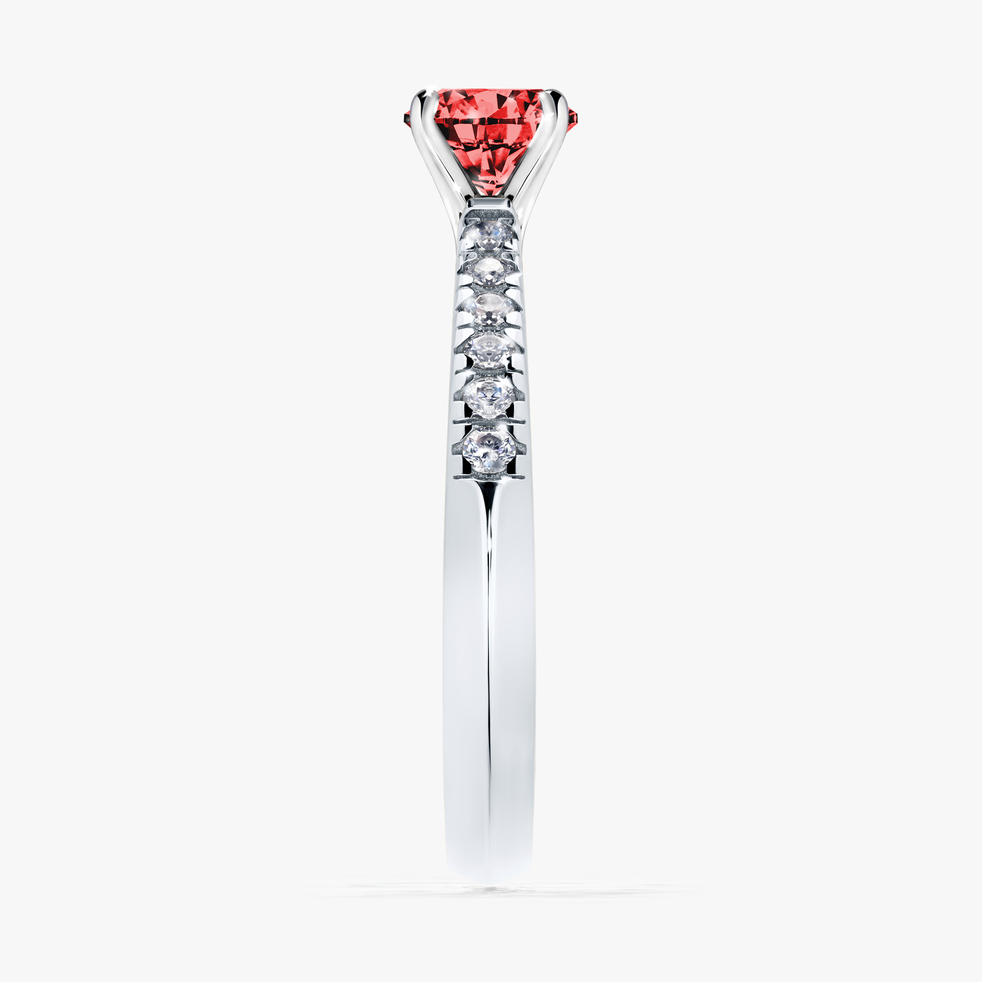 Pierścionek zaręczynowy My Sunshine z białego złota z czerwonym diamentem 0,44ct