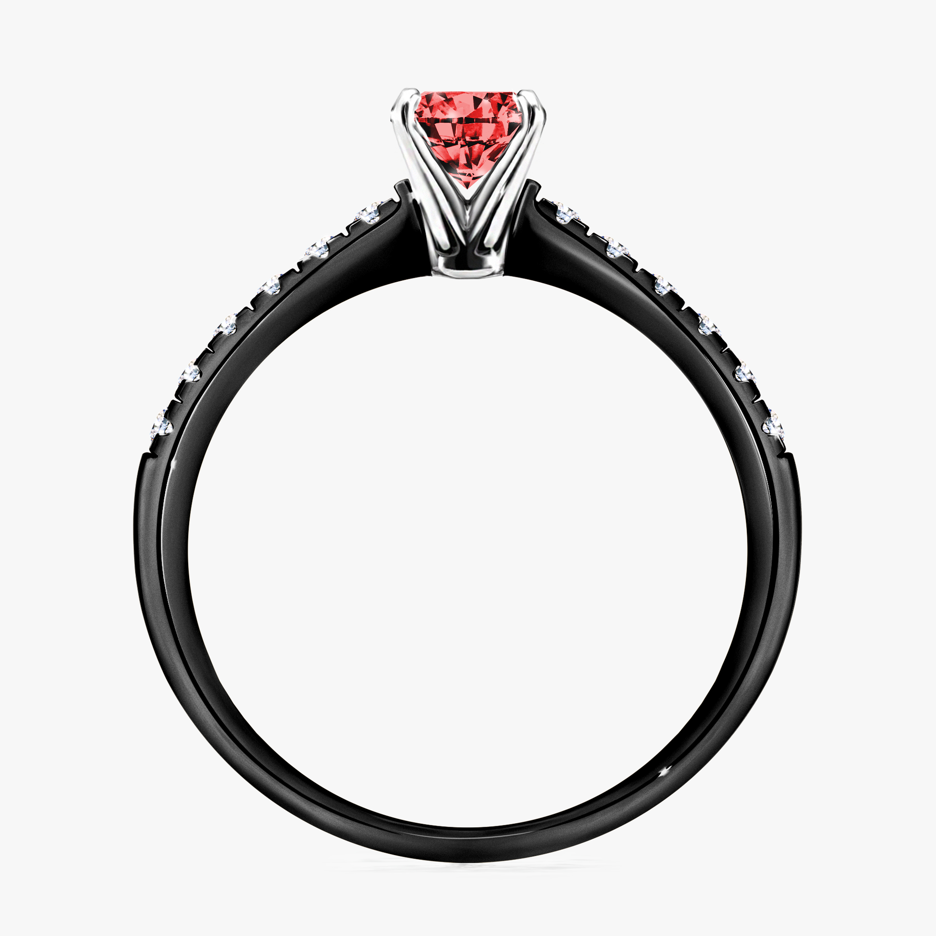 Pierścionek zaręczynowy My Sunshine z czarnego złota z czerwonym diamentem 0,44ct