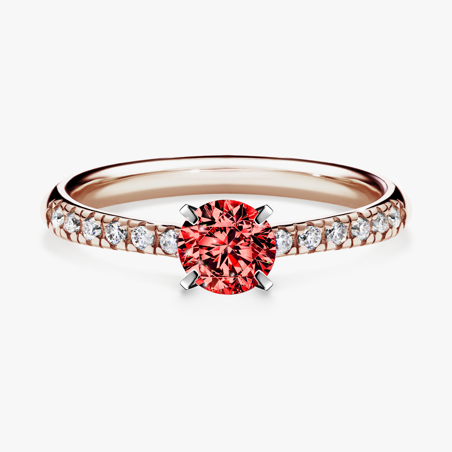 Pierścionek zaręczynowy My Sunshine z różowego złota z czerwonym diamentem 0,44ct