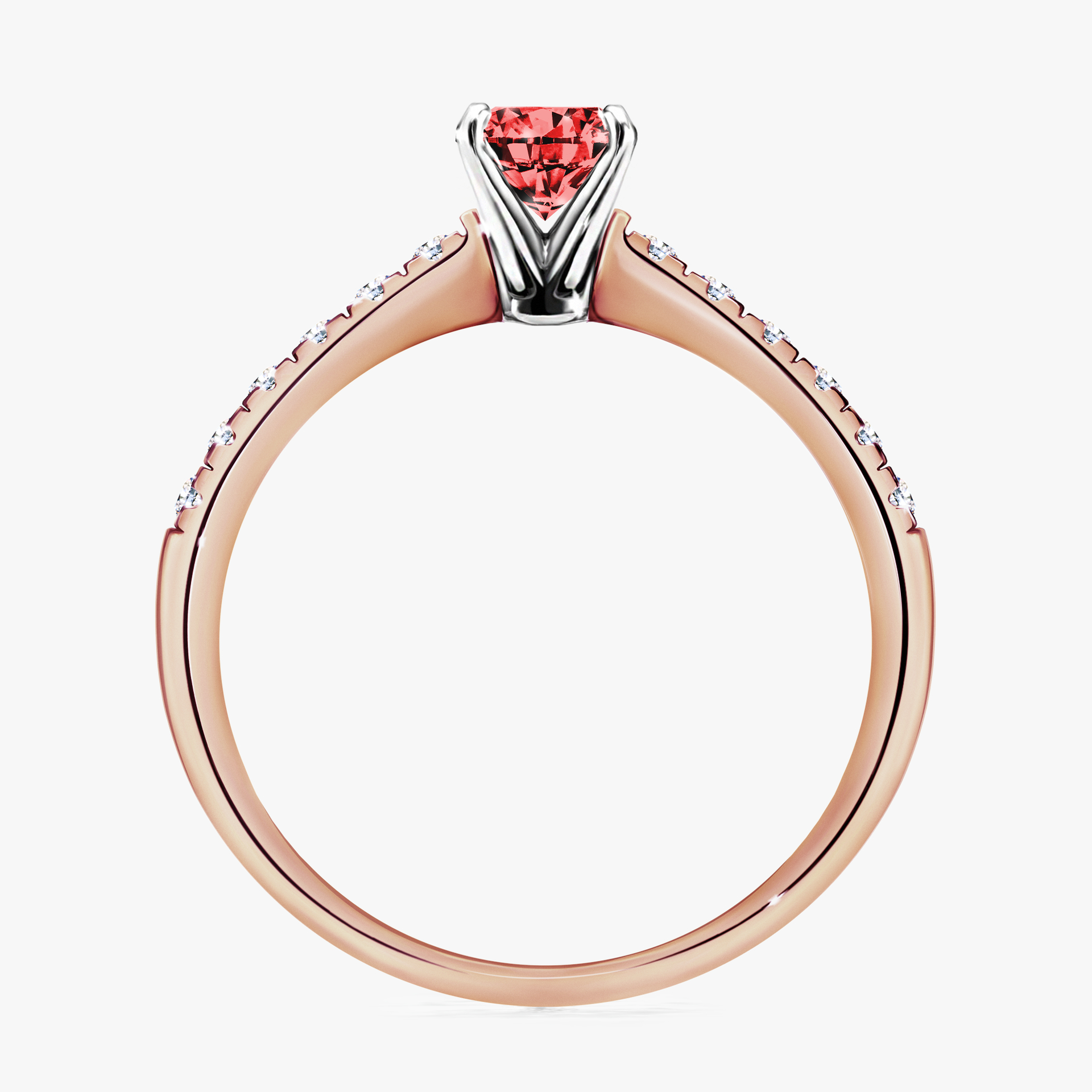 Pierścionek zaręczynowy My Sunshine z różowego złota z czerwonym diamentem 0,44ct