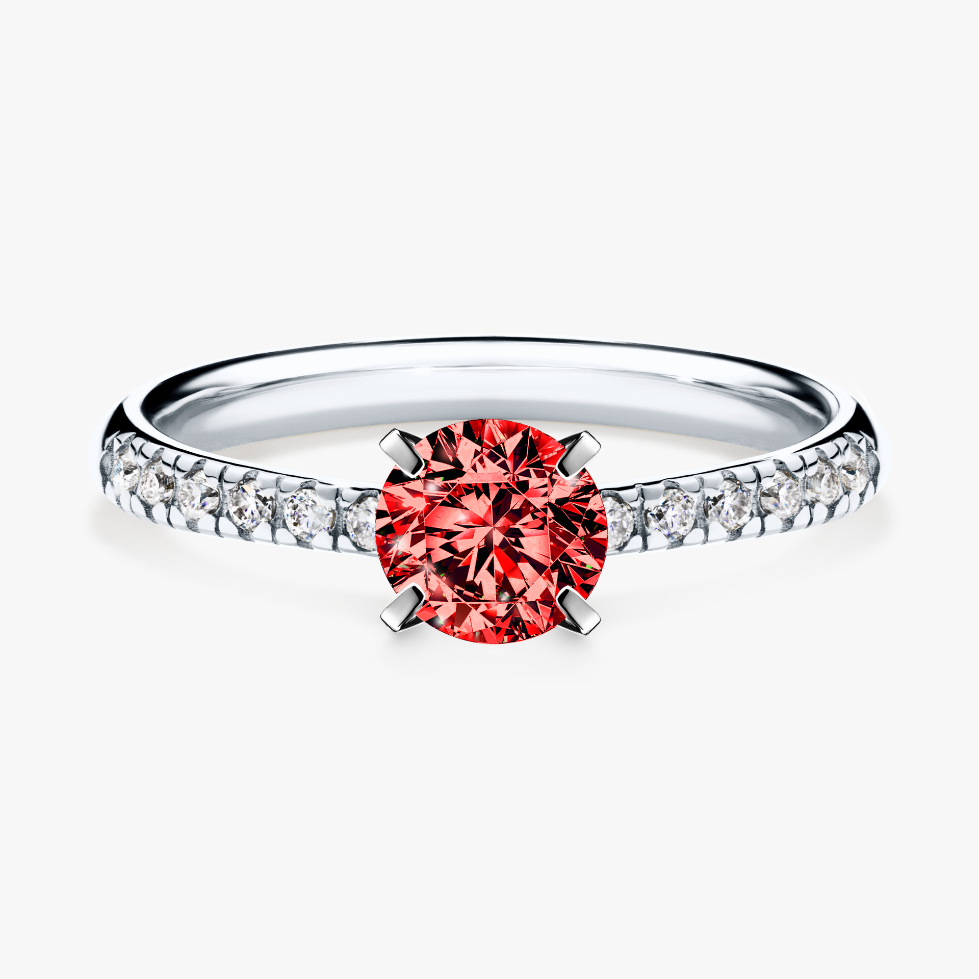 Pierścionek zaręczynowy My Sunshine z białego złota z czerwonym diamentem 0,64ct