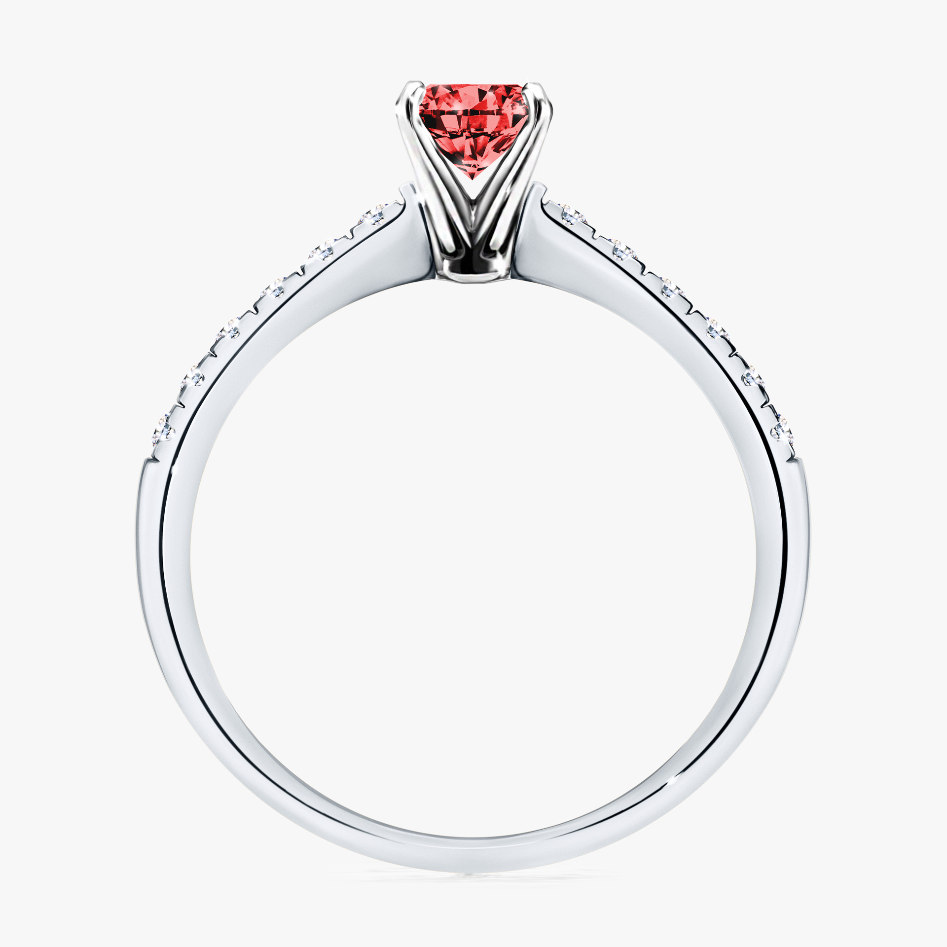 Pierścionek zaręczynowy My Sunshine z białego złota z czerwonym diamentem 0,64ct