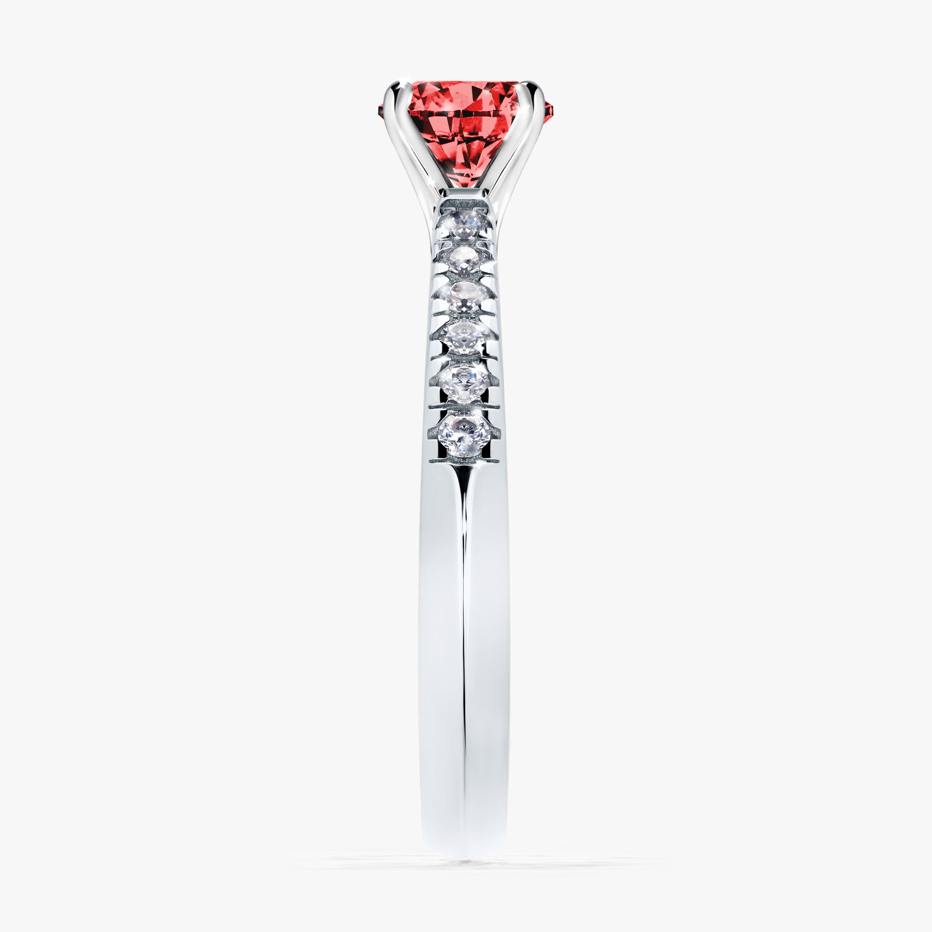Pierścionek zaręczynowy My Sunshine z białego złota z czerwonym diamentem 0,64ct